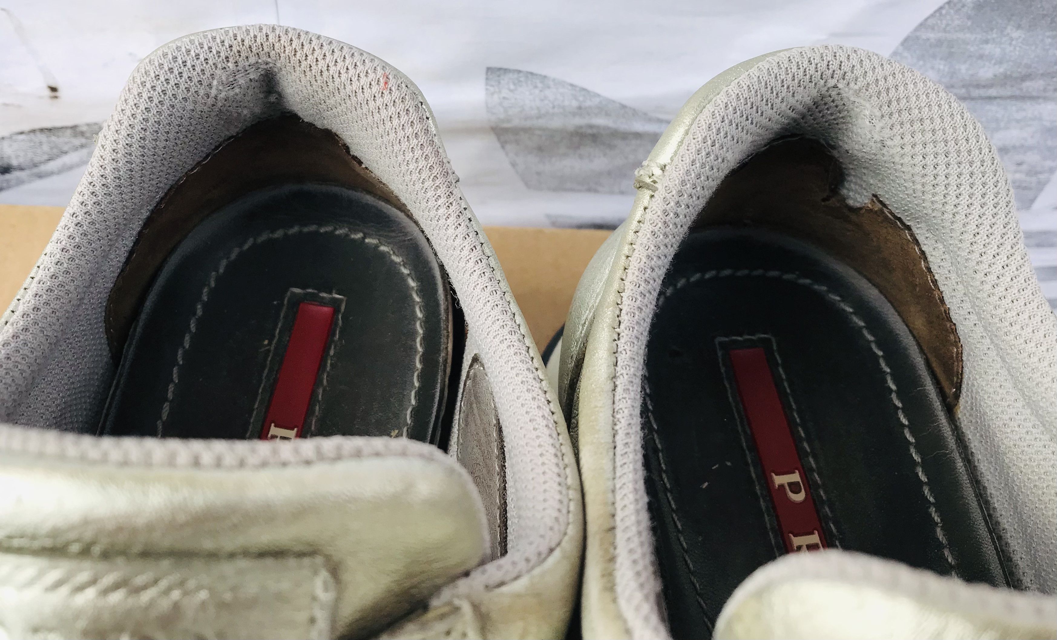 Prada Prada Milano Leather Lace-Up Sneakers Silver Women's Nappa Size US 7 / IT 37 - 9 Thumbnail