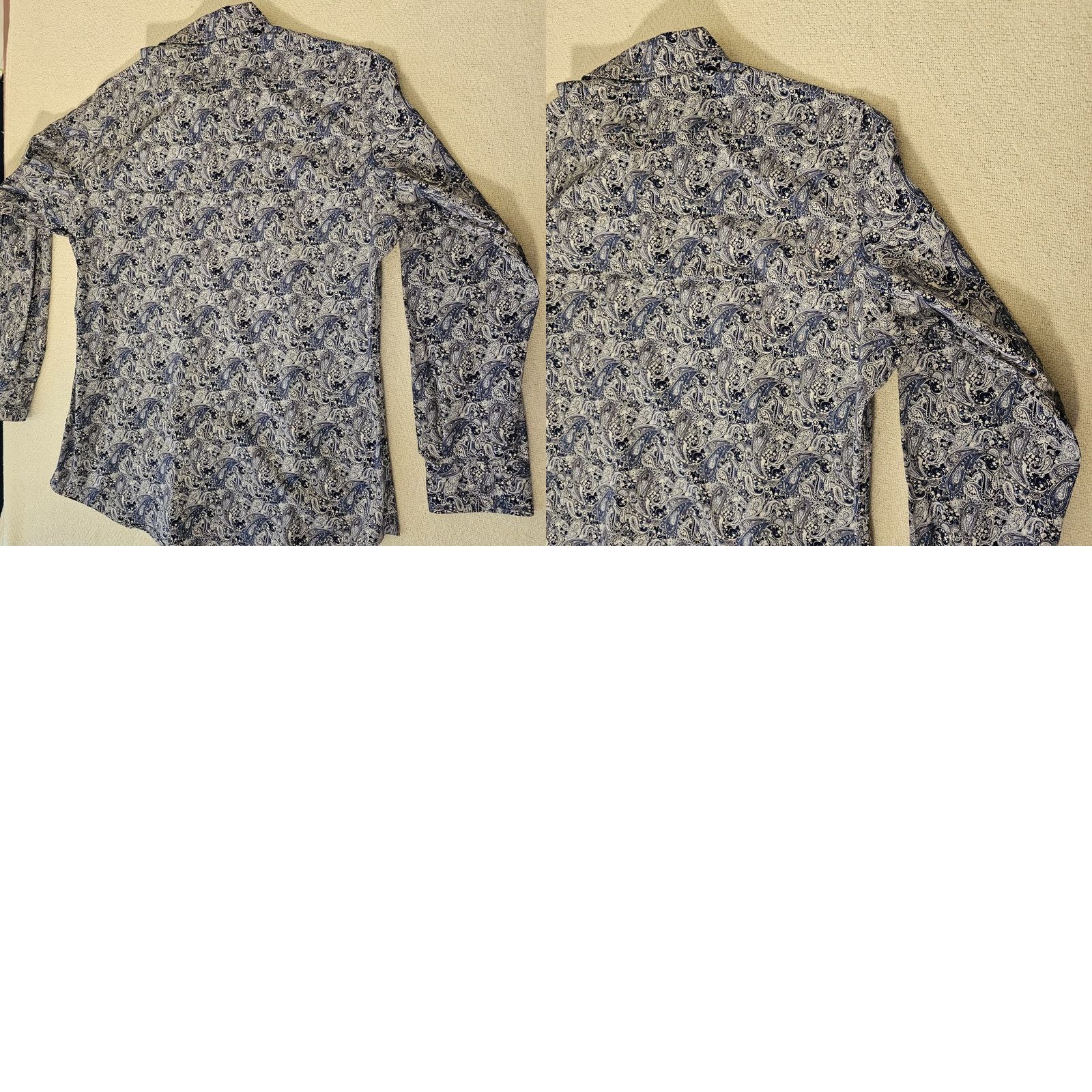Cremieux Daniel Cremieux Premium Denim Shirt Men's L Blue Paisley Flip Cuff Button-Front Collared Long Sleeve Casual Party/Cocktail Shirt Size US L / EU 52-54 / 3 - 8 Thumbnail