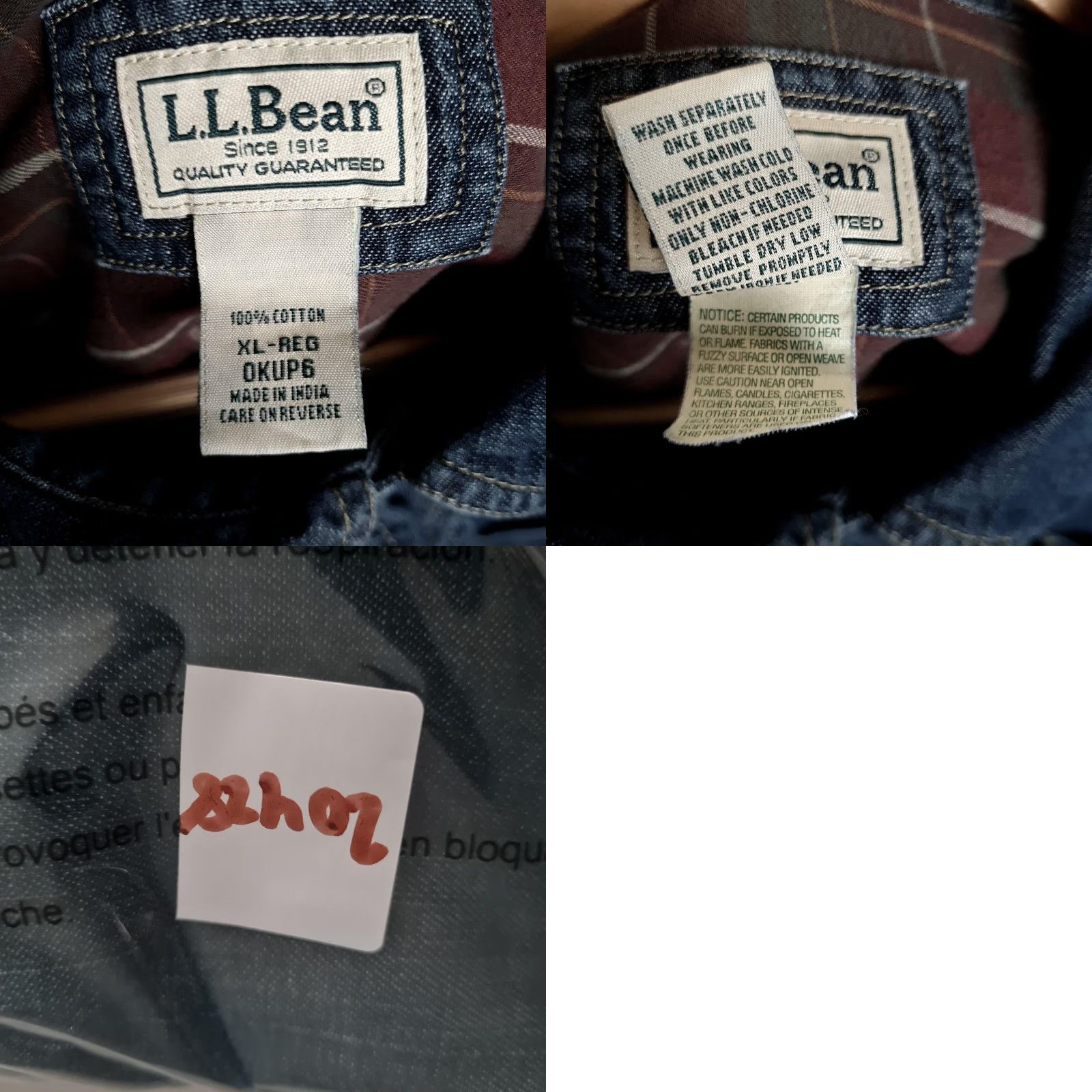 Vintage VINTAGE LL Bean Shirt Jacket Mens XL Blue Denim Plaid Lined Button Front Hurrican Shirt Size US XL / EU 56 / 4 - 10 Thumbnail