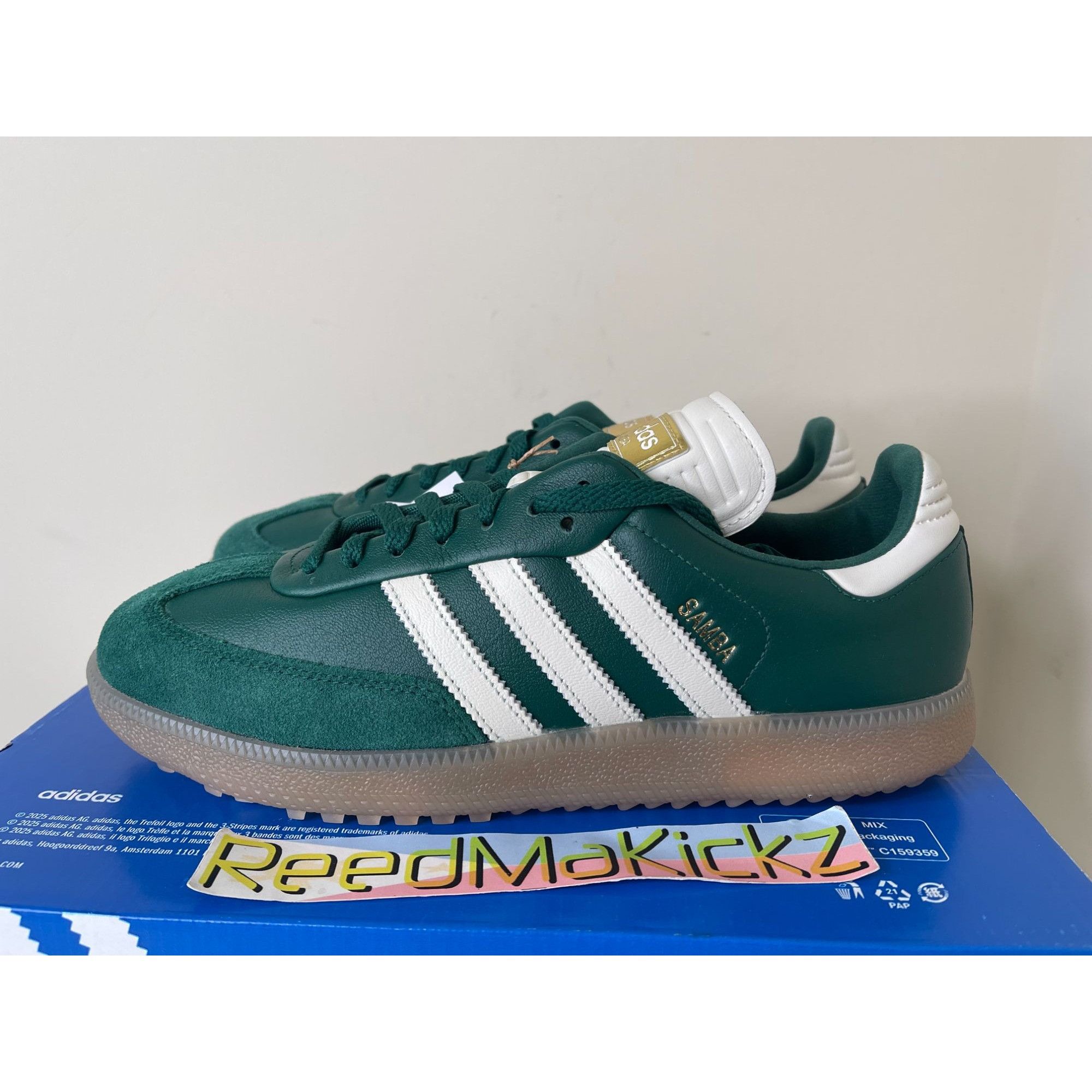 Adidas Samba Golf Shoes Spikeless Green Gum Mens 10us