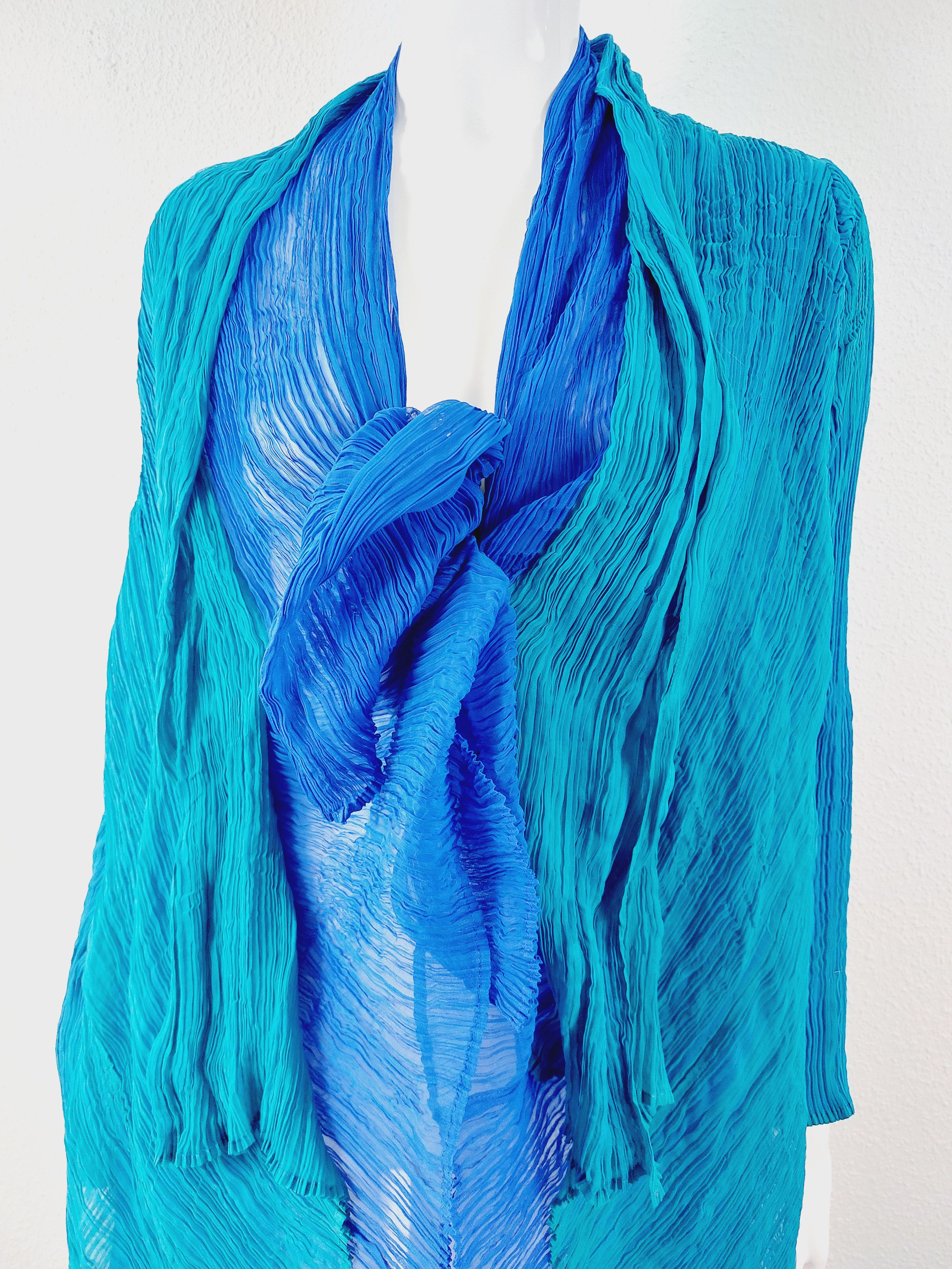 Issey Miyake Issey Miyake Féte Fete Bicolor Blue Turquoise Jacket Blazer Size ONE SIZE - 6 Thumbnail