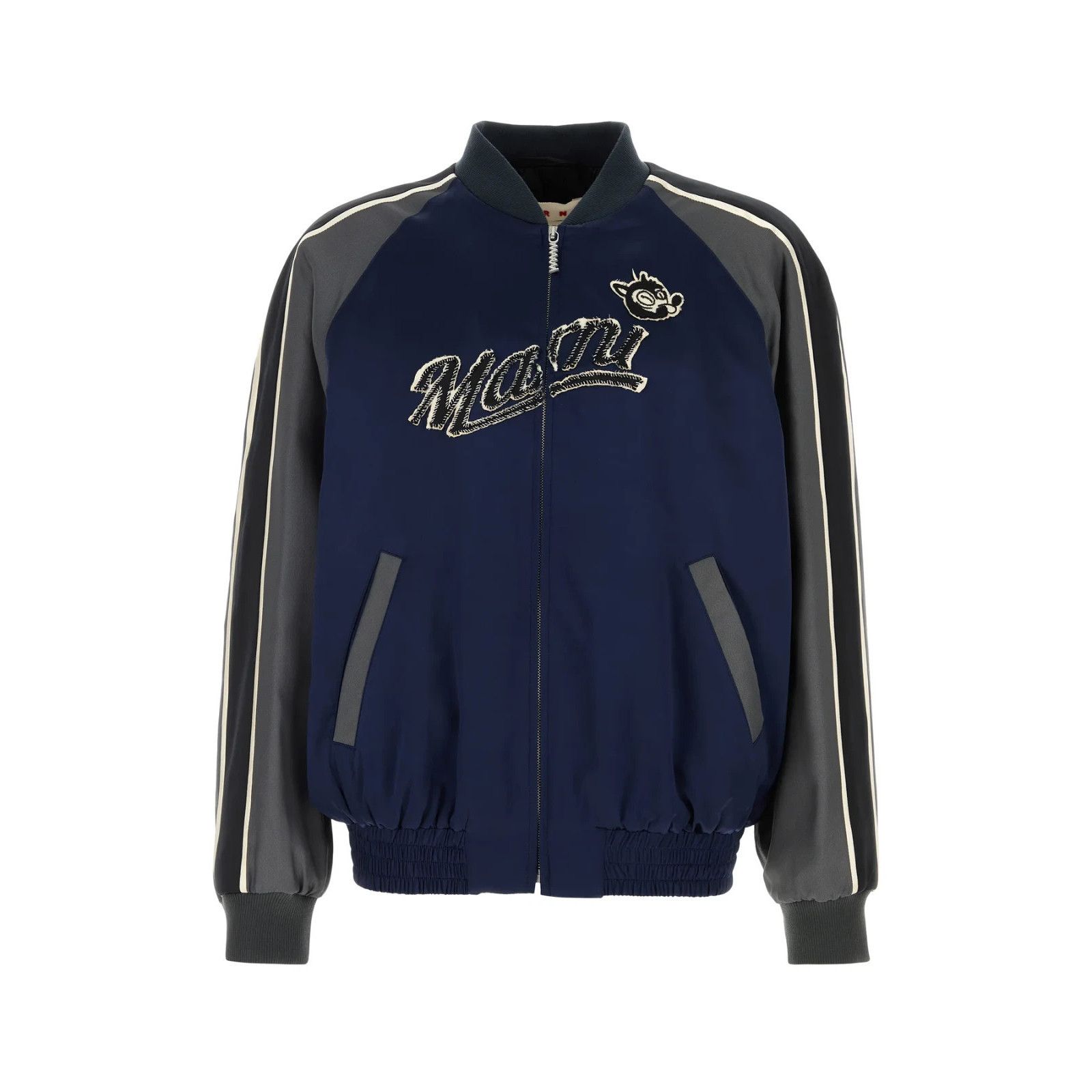 Marni MARNI Navy Blue Satin Bomber Jacket New & Authentic (Men's s Size US M / EU 48-50 / 2 - 1 Thumbnail