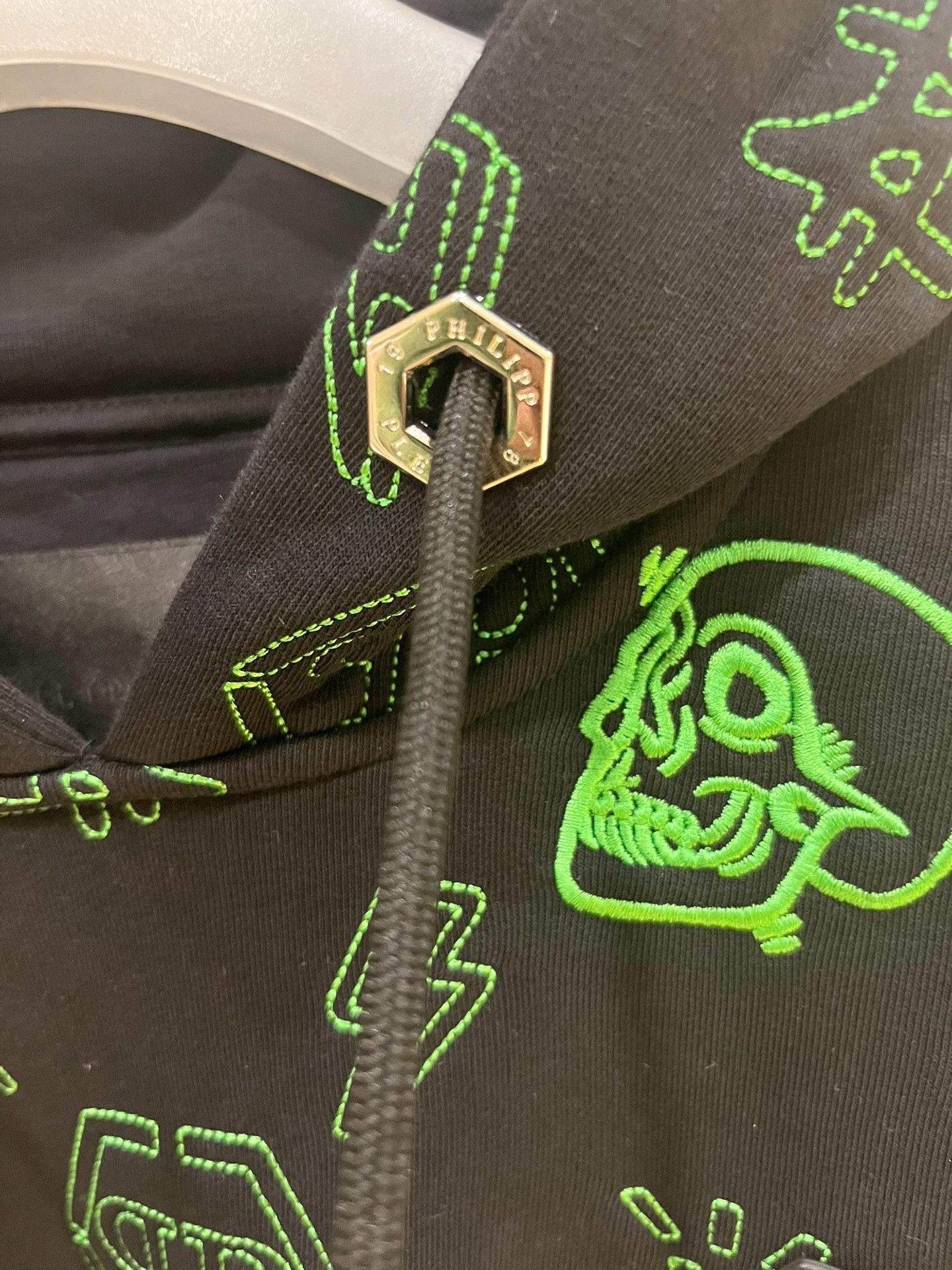 Philipp Plein Philipp Plein Black Hoodie Green Skull Logo Size US M / EU 48-50 / 2 - 3 Thumbnail
