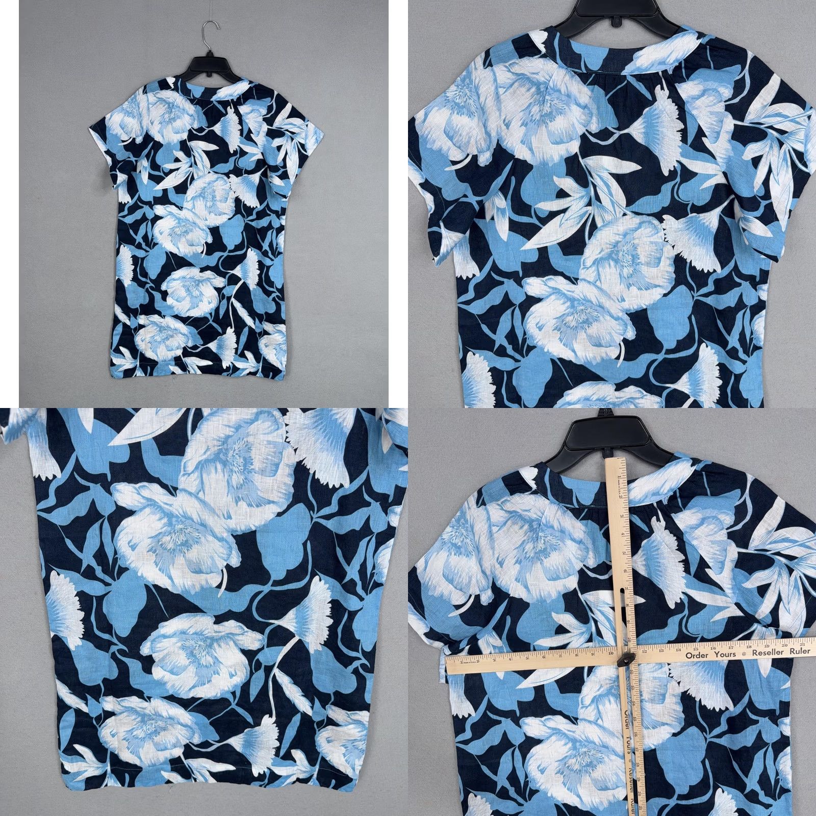 Vintage VINTAGE Elie Tahari Dress Womens Small Blue Floral Linen Summer Mini Shift Resort NWT Size S / US 4 / IT 40 - 8 Thumbnail