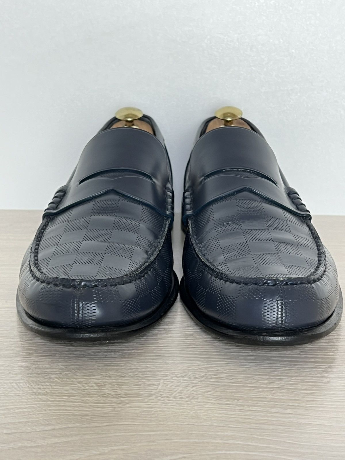 Louis Vuitton Louis Vuitton Damier Embossed Leather Penny Loafers Blue 10 Size US 10 / EU 43 - 5 Thumbnail