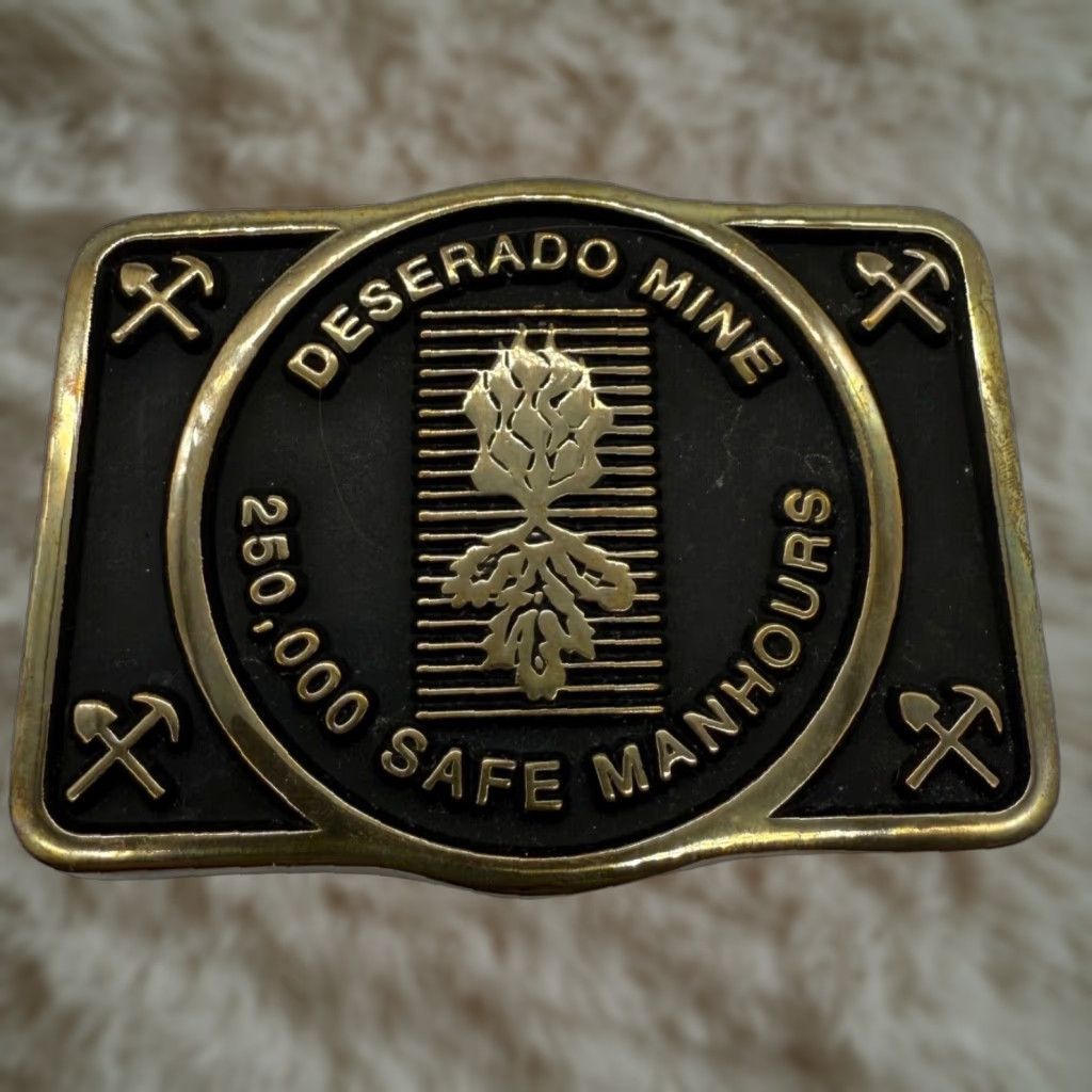 Vintage Anacortes Brass Works LTD Deserado Mine Belt Buckle Square Brass Handmade Limited Men Black/Gold Belt Buckle Size ONE SIZE - 1 Thumbnail