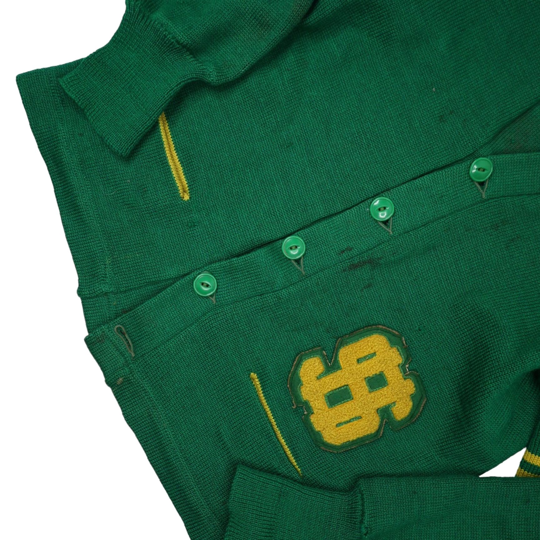 Vintage VINTAGE Dehen Collegiate Small Letterman Dollar Sign Patch Knit Wool Sweater Cardigan Womens S Green Size S / US 4 / IT 40 - 3 Thumbnail