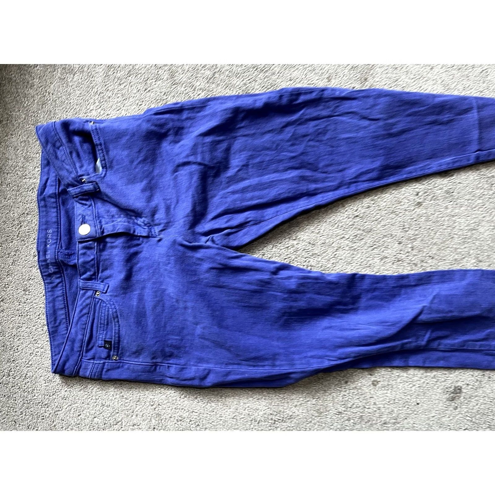 Michael Kors Michael Kors Skinny Jeans Size 4 Royal Blue Denim Zip Fly Women Jeans 30in Inseam Slim Stretch MidRise Logo Button Size 27" / US 4 / IT 40 - 4 Thumbnail