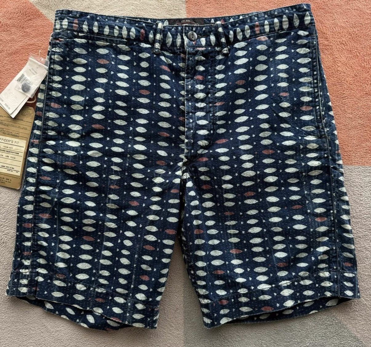 RRL Ralph Lauren RRL Ralph Lauren Double RL Indigo Dyed Fish Print Shorts K22 Size US 29 - 1 Thumbnail