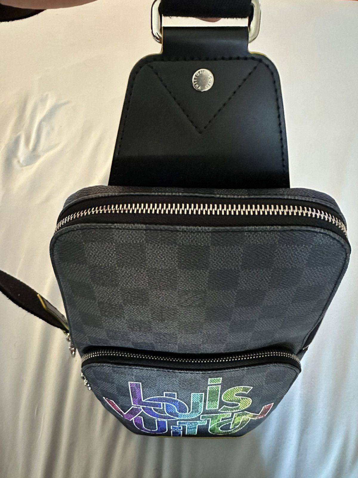 Louis Vuitton Louis Vuitton Avenue Sling Bag Bag Damier Graphite Yellow Size ONE SIZE - 8 Thumbnail