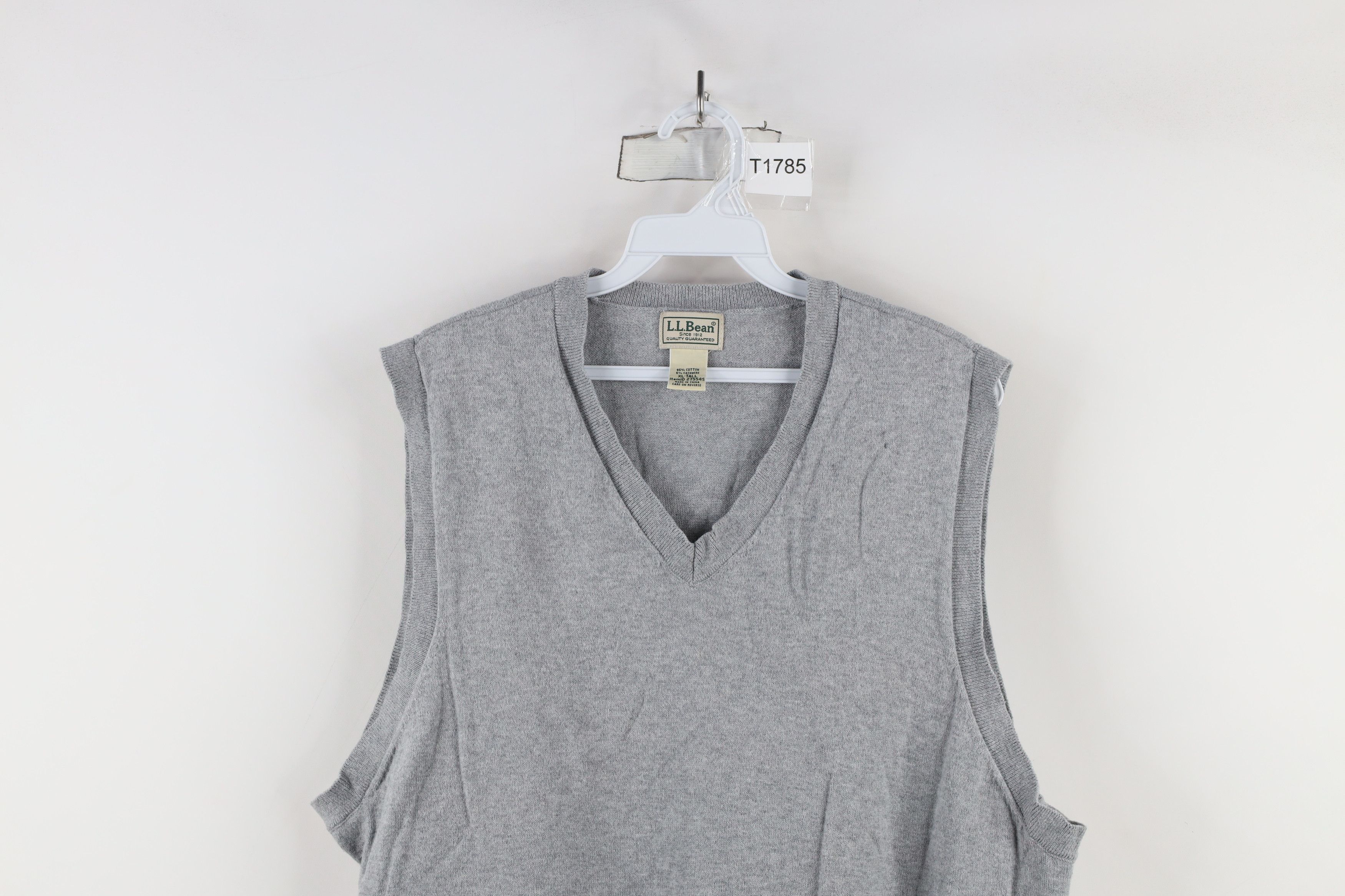 L.L. Bean × Vintage Vintage LL Bean Cashmere Knit V-Neck Sweater Vest Gray Size US XL / EU 56 / 4 - 2 Thumbnail