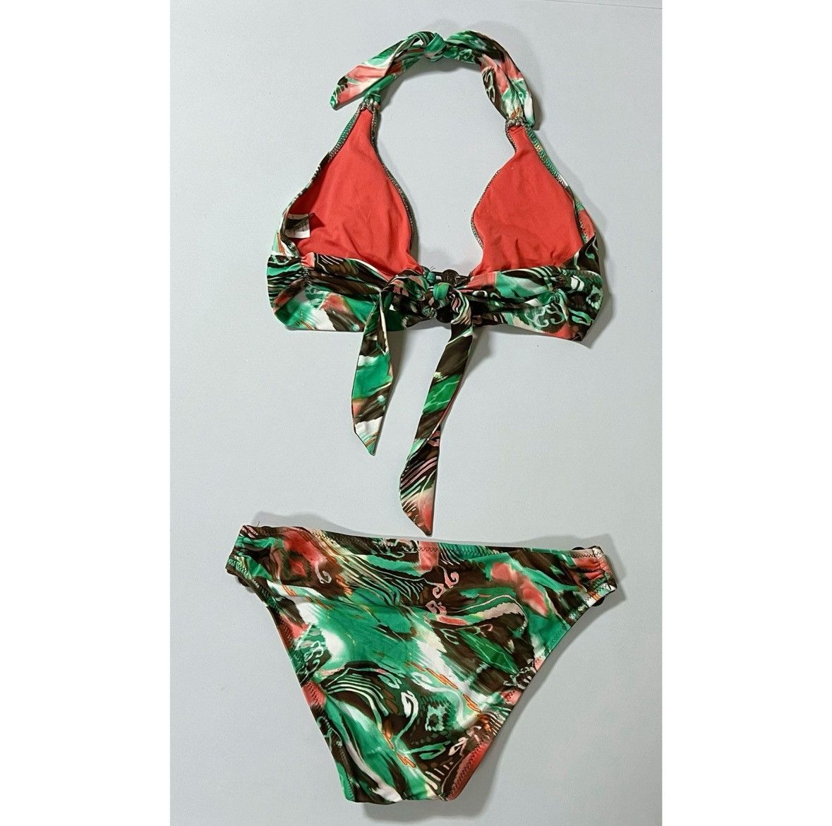Other Green Brown Patterned Bikini Top (L) and Bottoms (S) Set 🤎✨ Size L / US 10 / IT 46 - 3 Thumbnail