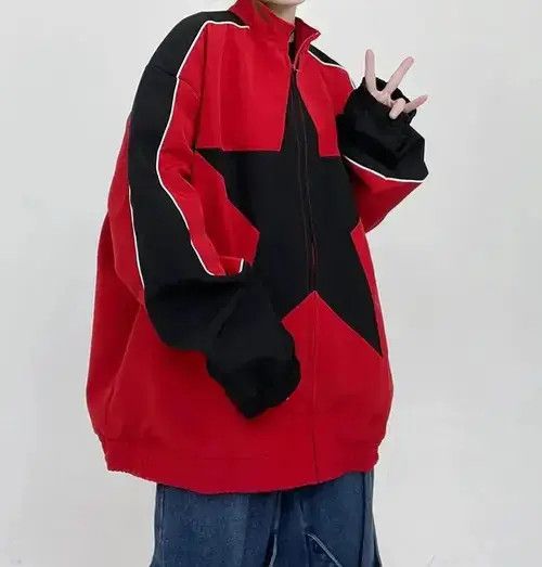 Other Jacket windbreaker Harajuku style stars Y2k zipper patchwork Size US L / EU 52-54 / 3 - 5 Thumbnail