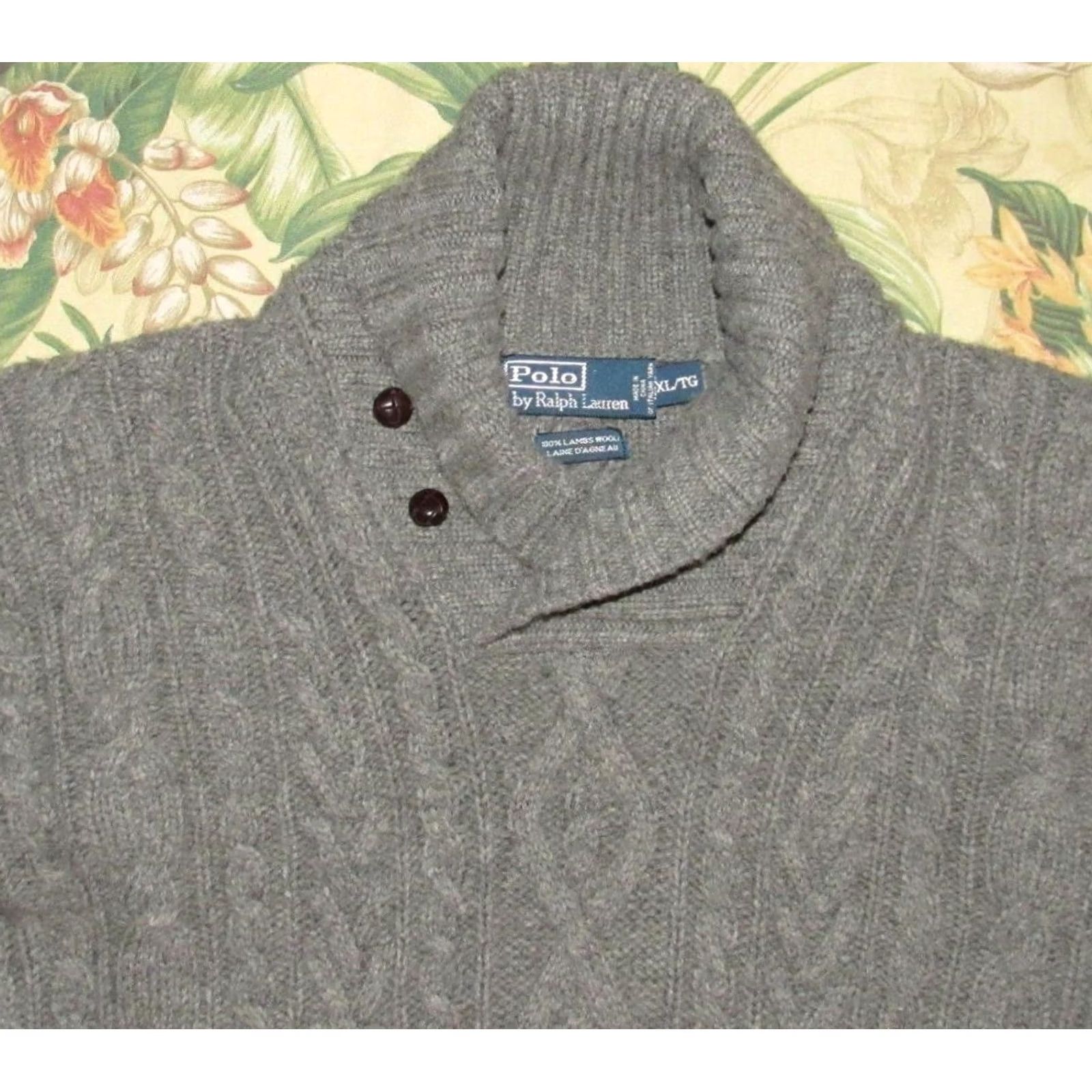 Ralph Lauren Vtg Polo RALPH LAUREN Shawl Lambswool Cable Knit Sweater XL Size US XL / EU 56 / 4 - 2 Thumbnail