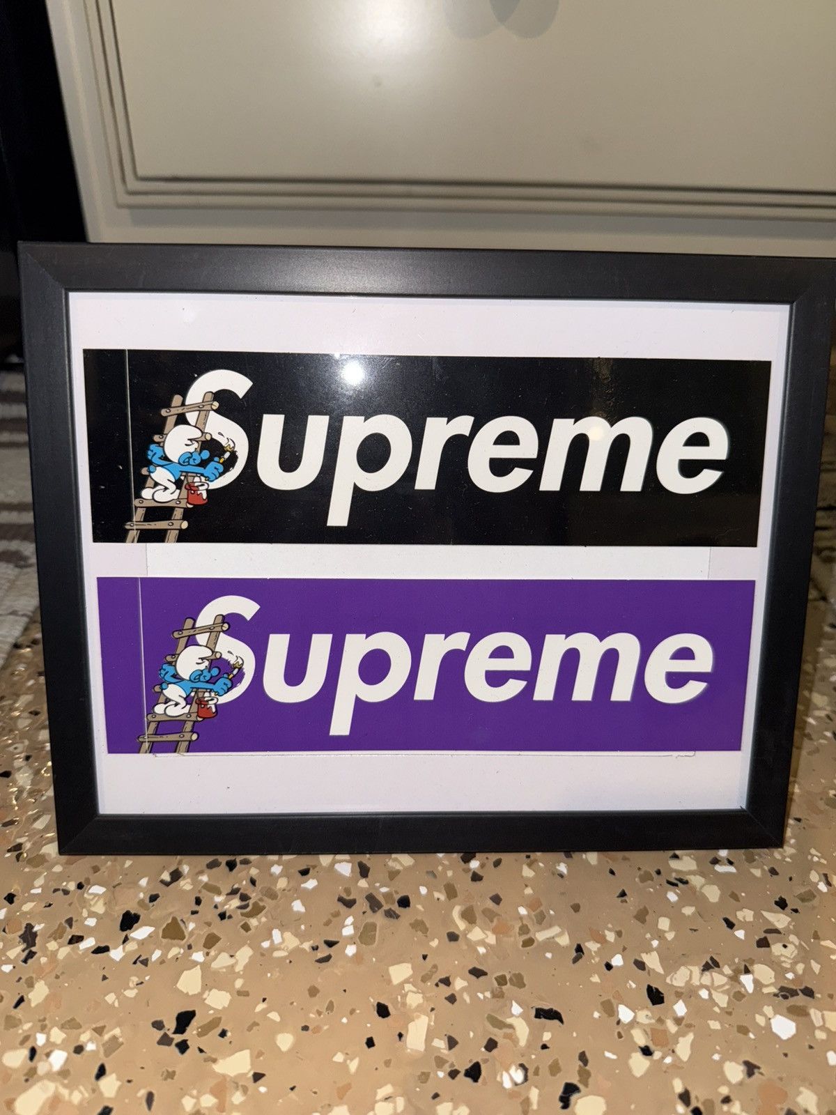 Supreme Smurfs Box Logo Sticker Black 100% Authentic FW20