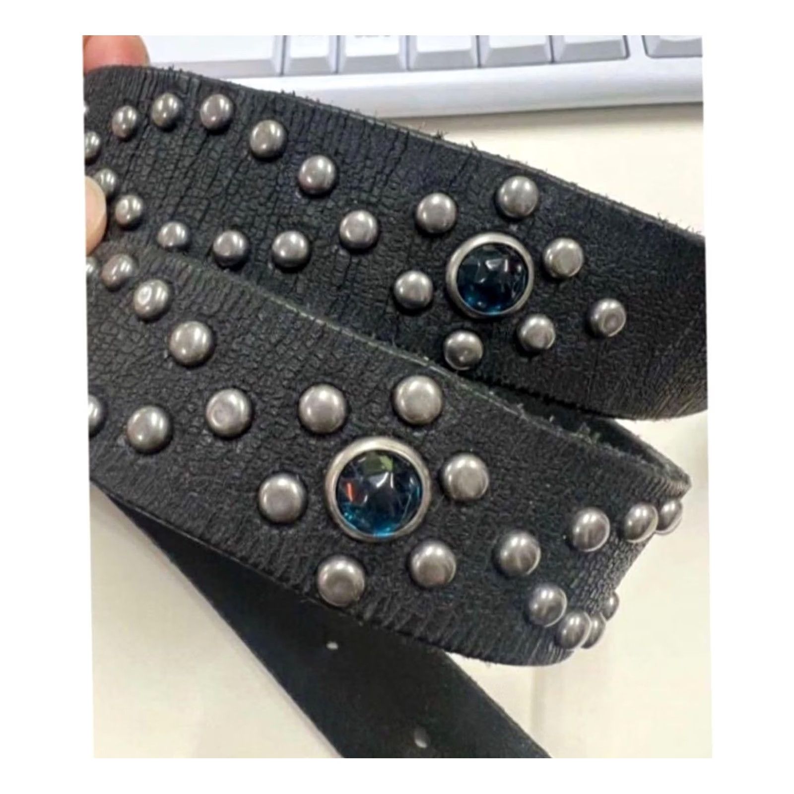 Ralph Lauren RRL RALPH LAUREN LEATHER BELT SIZE 34 BLACK SPIDER BUCKLE STUDDED DEADSTOCK USED Size 34 - 4 Thumbnail