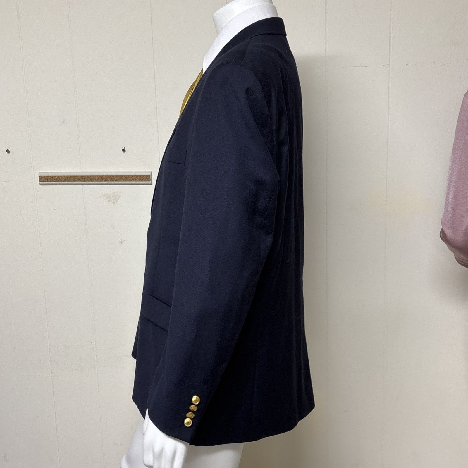 Ralph Lauren Gold Button Blue Wool Twill Blazer Mens 48R Spo