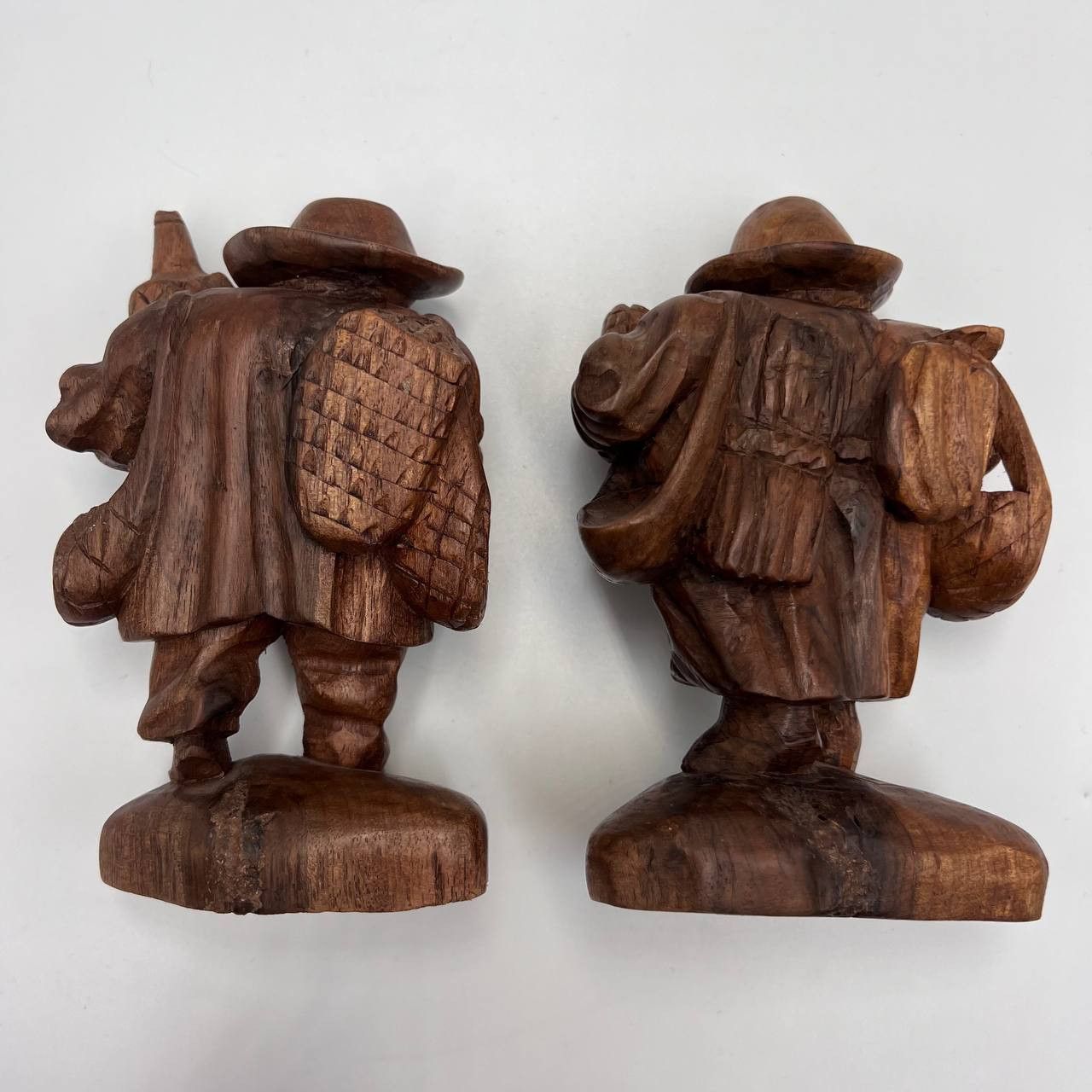 Handmade Two Vintage Wooden Figure Travelers Men Hand Carved Folk Art Size ONE SIZE - 7 Thumbnail