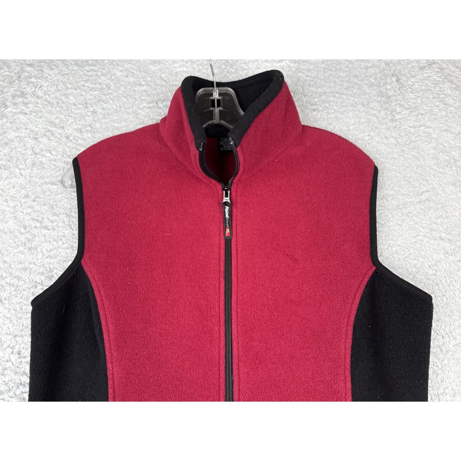 Vintage Alpine Design Vest Women L Red Black Fleece Full Zip Outdoor Hiking Polartec Size L / US 10 / IT 46 - 7 Thumbnail