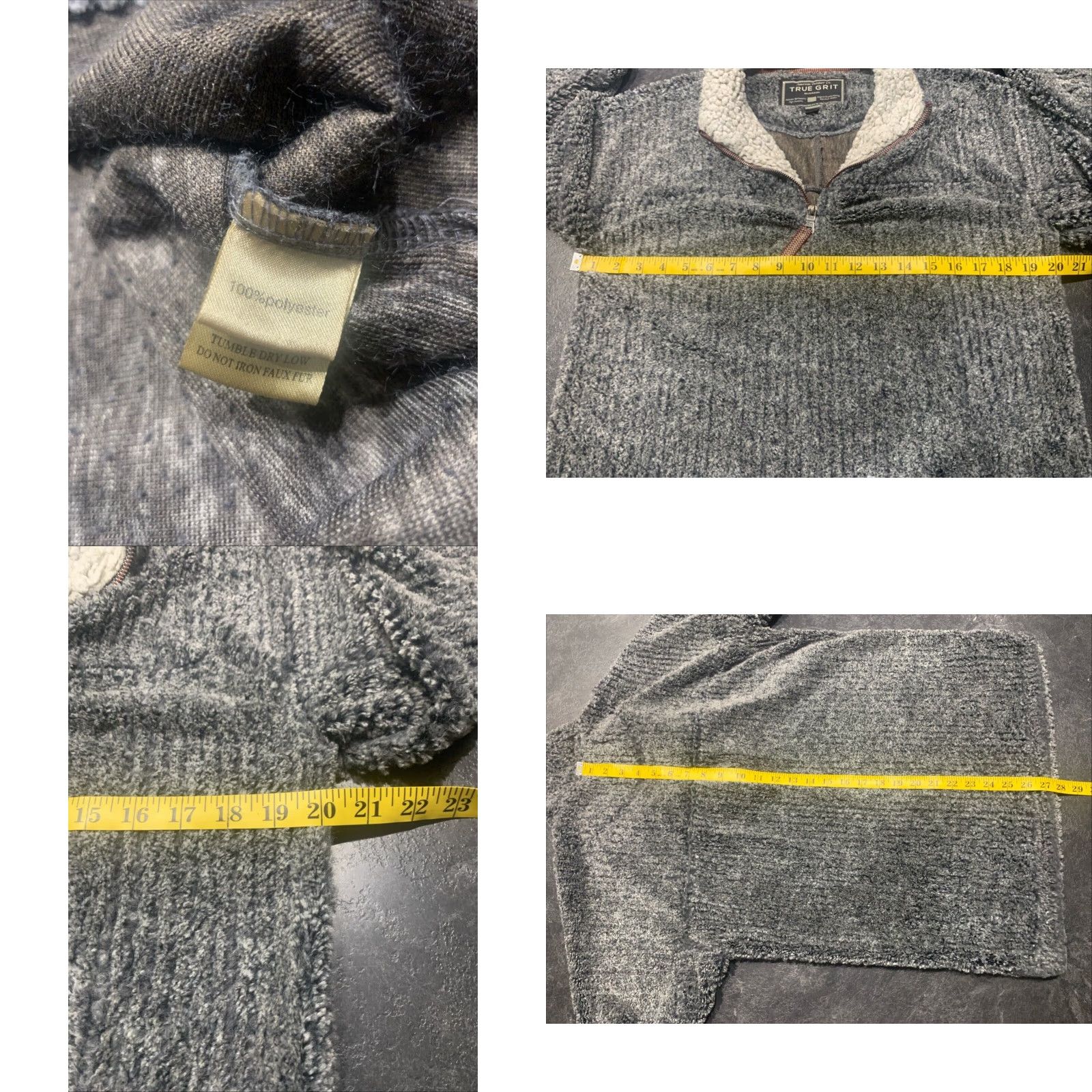 Vintage True Grit Sherpa Fleece Pullover Sweater Gray XS Unisex Size US XS / EU 42 / 0 - 8 Thumbnail