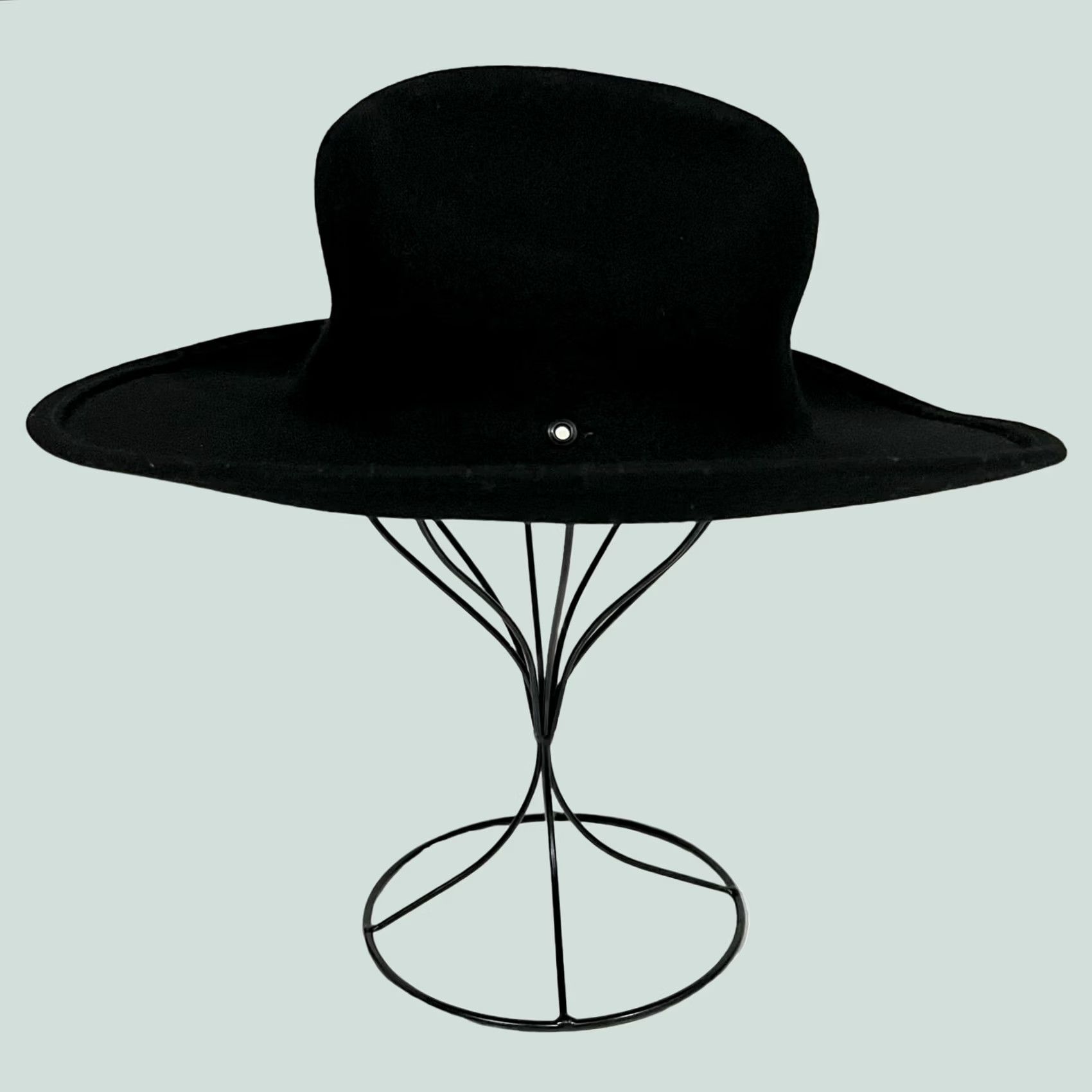 Vintage Nobu Creations Women’s Wool Hat Western Solid Black Wide Brim Fedora Felt One Size Black Womens Western Wool Hat Size ONE SIZE - 1 Thumbnail