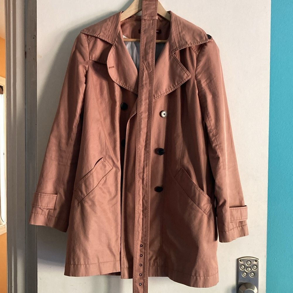 Les Copains Comptoir Des Cotonniers Womens Pale Mauve Trench Coat Size L Size L / US 10 / IT 46 - 2 Thumbnail