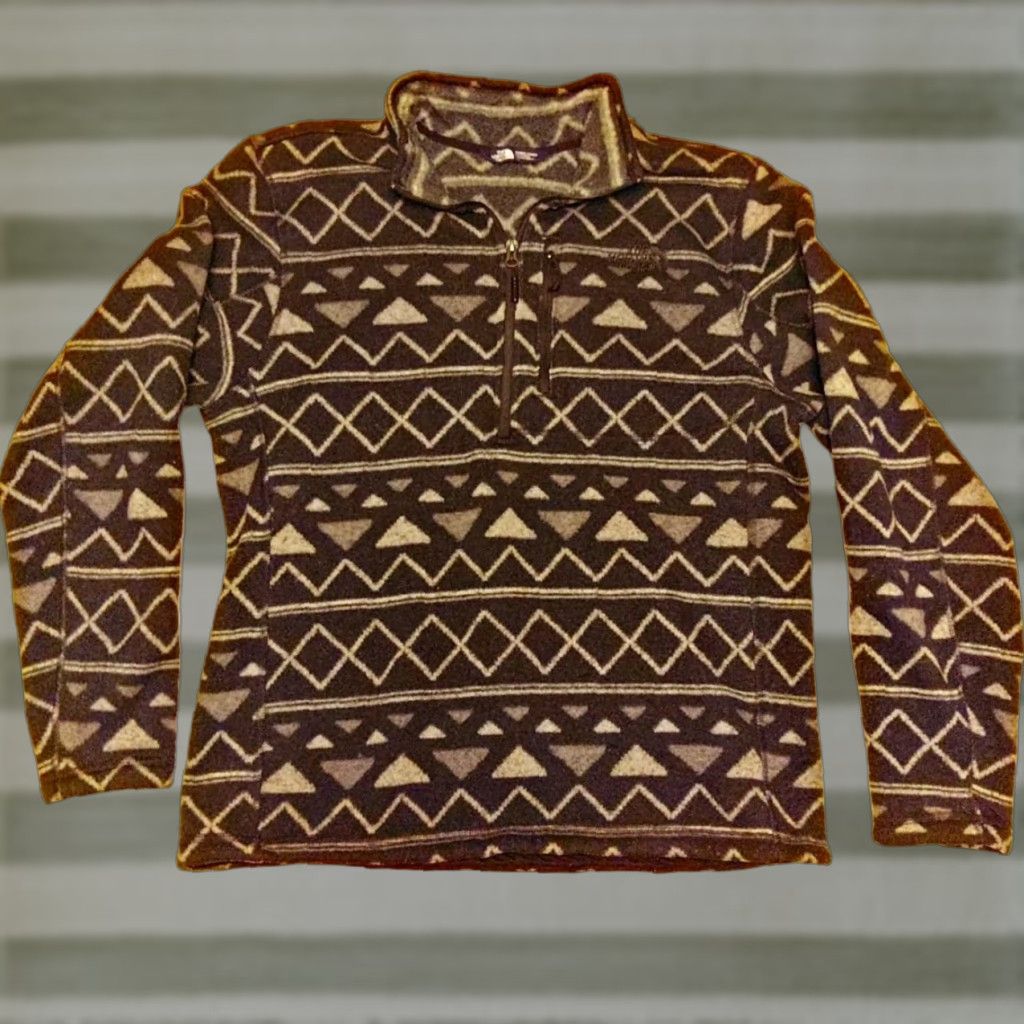 The North Face VINTAGE The North Face Woman's 1/4 Zip Aztec Print Gray Black Fleece Small Shirt Women L Black Aztec 1/4 Zip Pullover Vintage The North Face Women Size L / US 10 / IT 46 - 1 Thumbnail