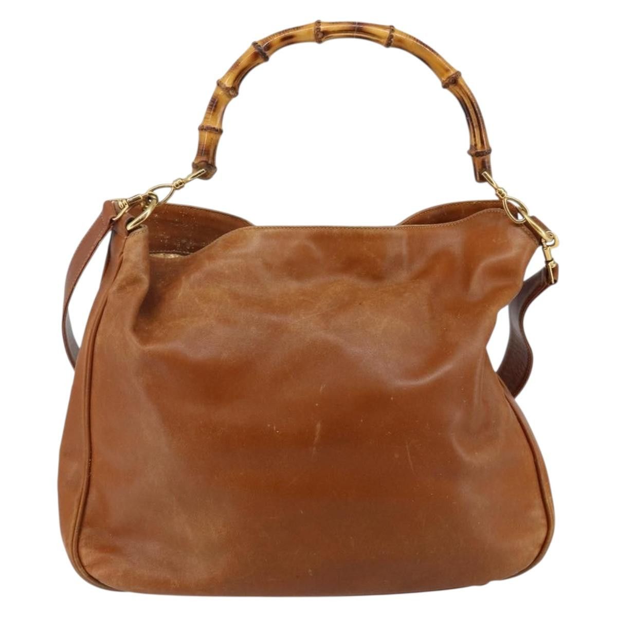 Gucci GUCCI Bamboo Handbag Leather Beige Silver 001 001 Size ONE SIZE - 3 Thumbnail