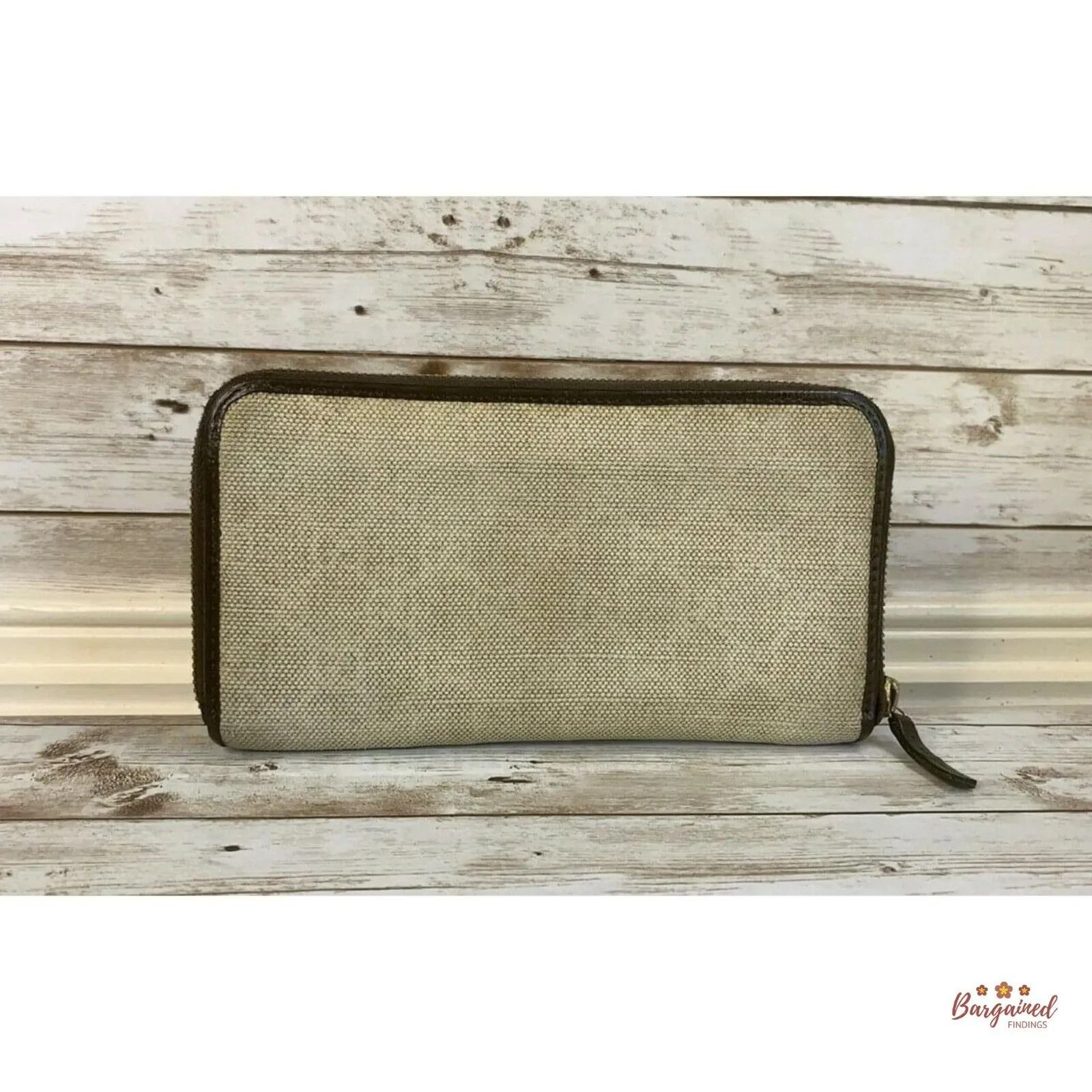 Gucci GUCCI GG Beige Canvas Brown Leather Zippy Long Wallet Size ONE SIZE - 1 Thumbnail