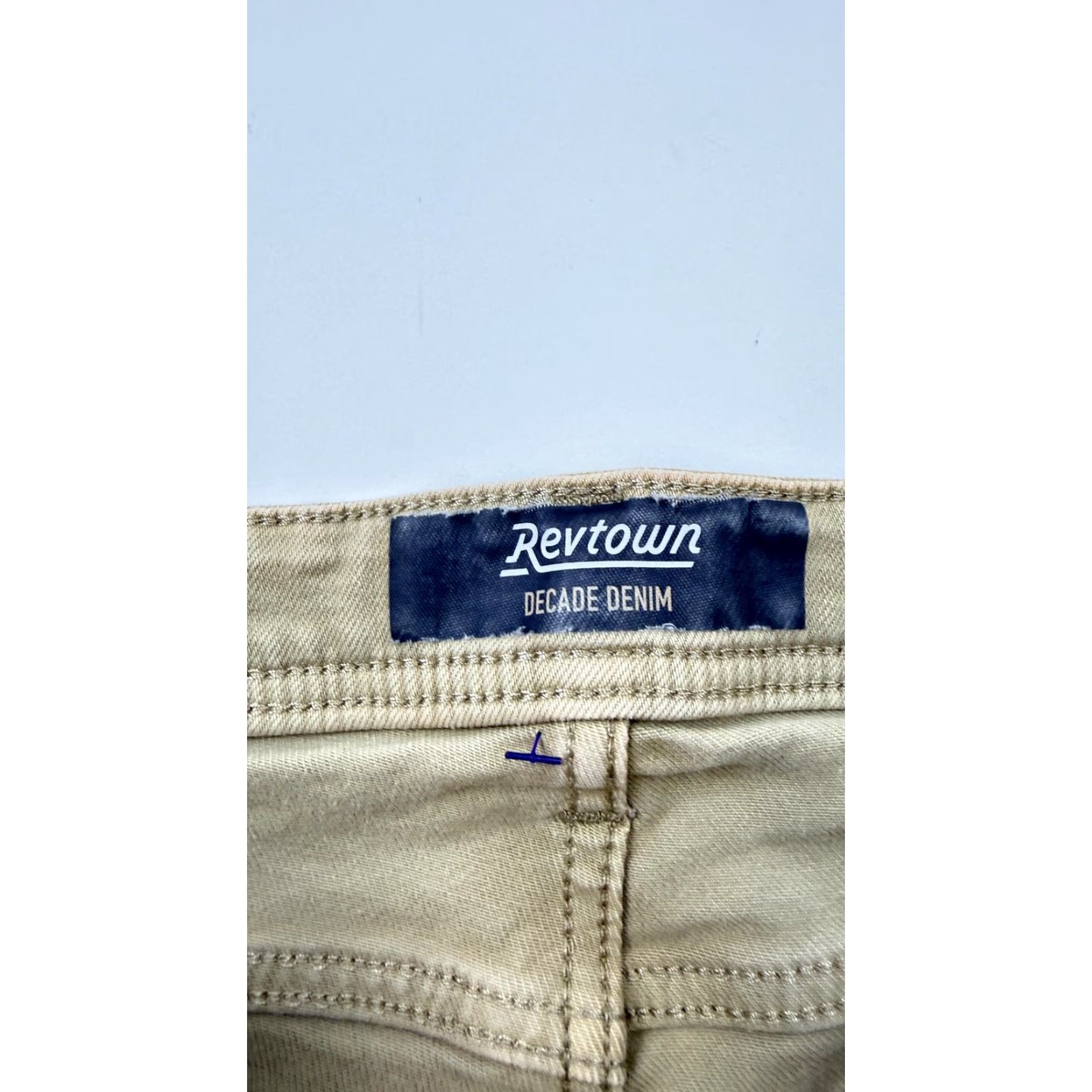 Denime Revtown Jeans Mens 33x30 Khaki Sharp Decade Denim Slim Stretch Casual Pants Size US 33 - 6 Thumbnail