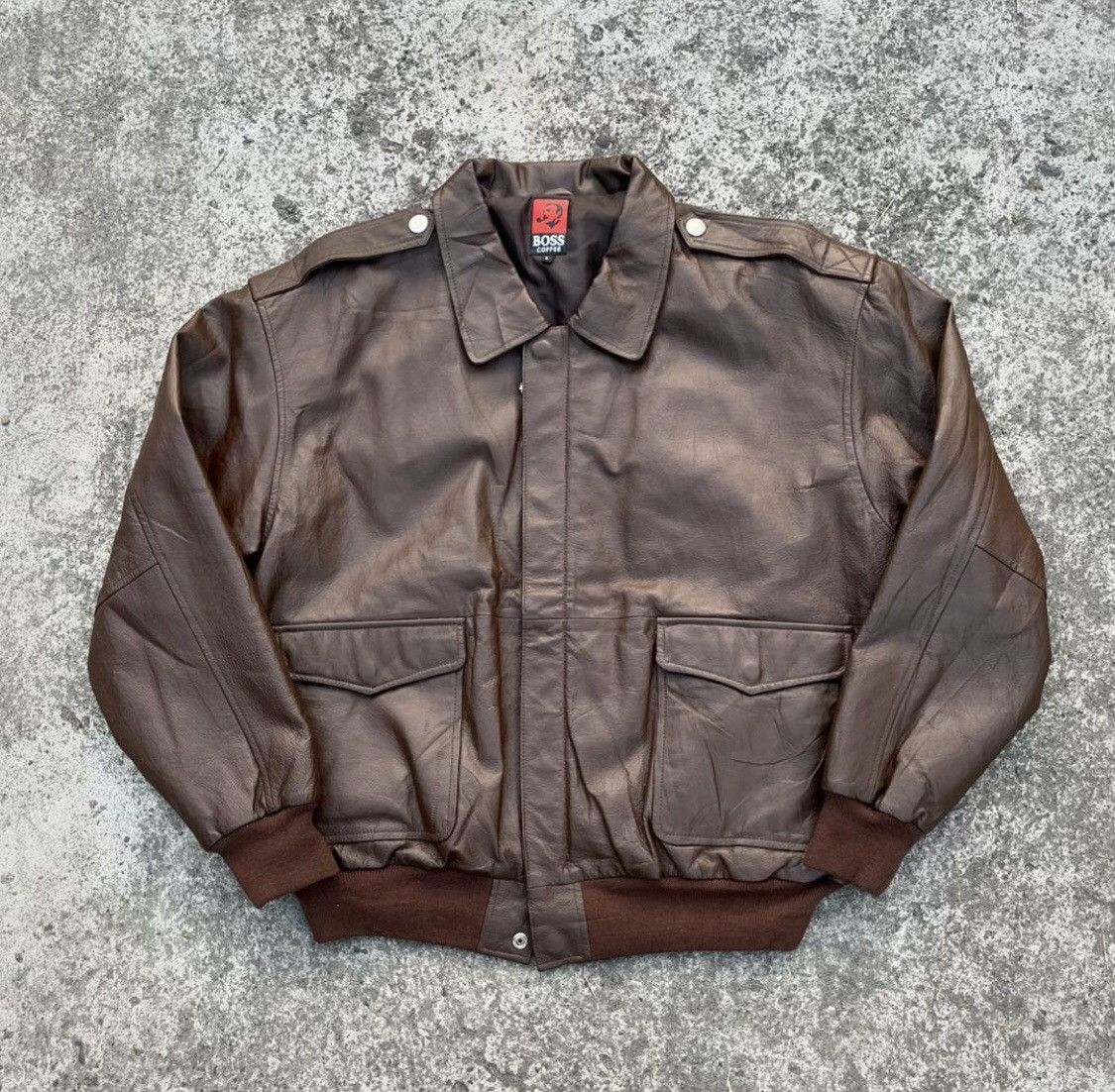 90s boss suntory A-2 real leather jacket