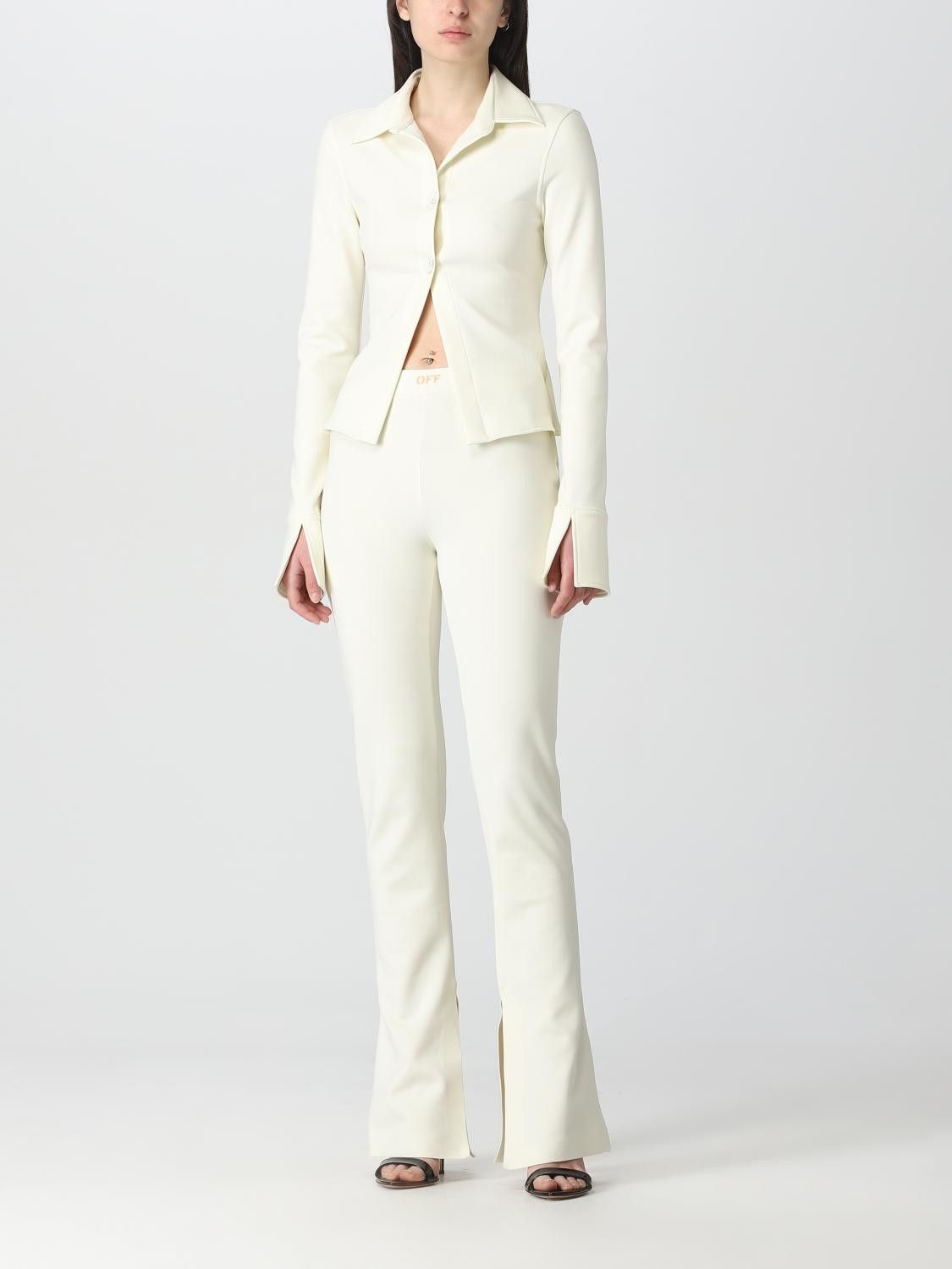 Off-White o1y1225 Solid Color Shirt in Cream Size XS / US 0-2 / IT 36-38 - 2 Thumbnail