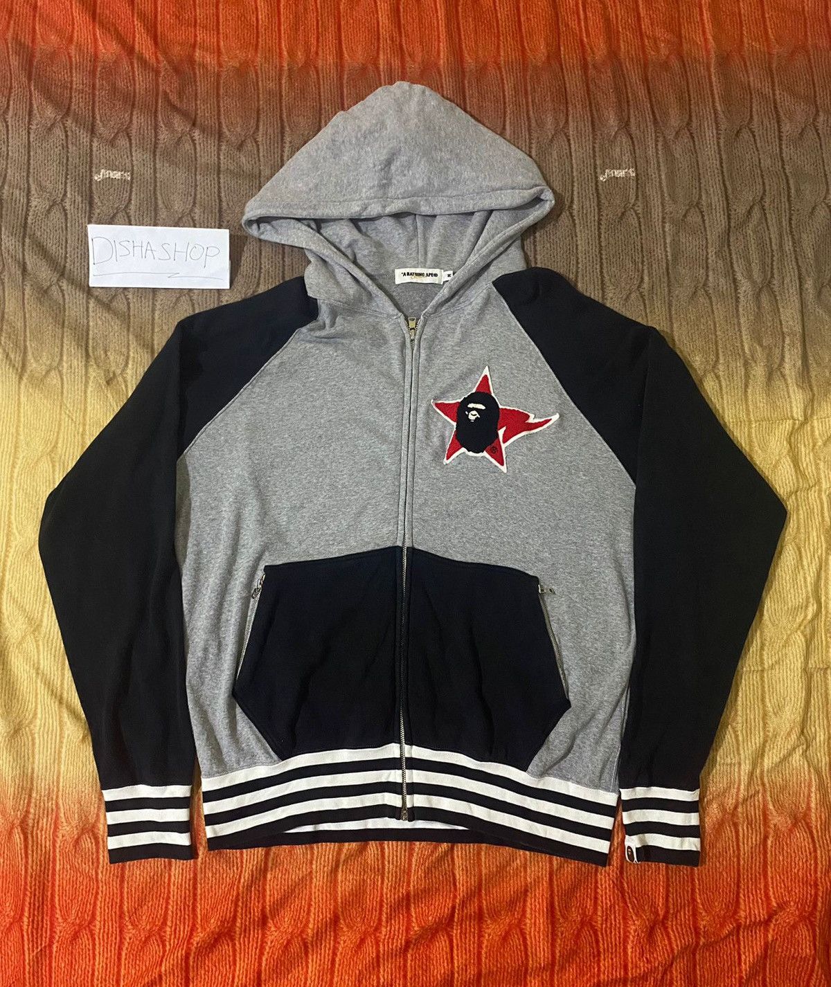 image of Bape Ape Head Sta Hoodie in Grey, Men's (Size Medium)