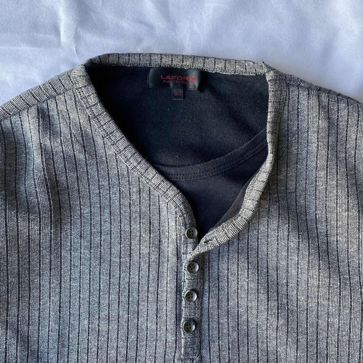 Issey Miyake × Japanese Brand Japanese Essential 90s Grunge Ribbed Button Up Henley Tees Size US L / EU 52-54 / 3 - 6 Thumbnail