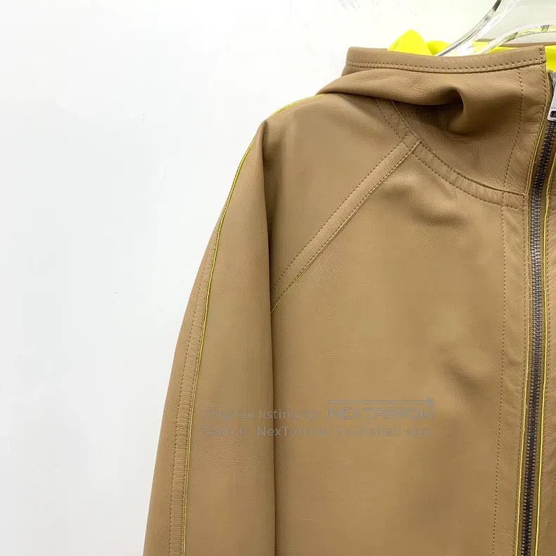 Gucci Gucci Brown hooded zipper long-sleeved leather jacket Size US M / EU 48-50 / 2 - 3 Thumbnail