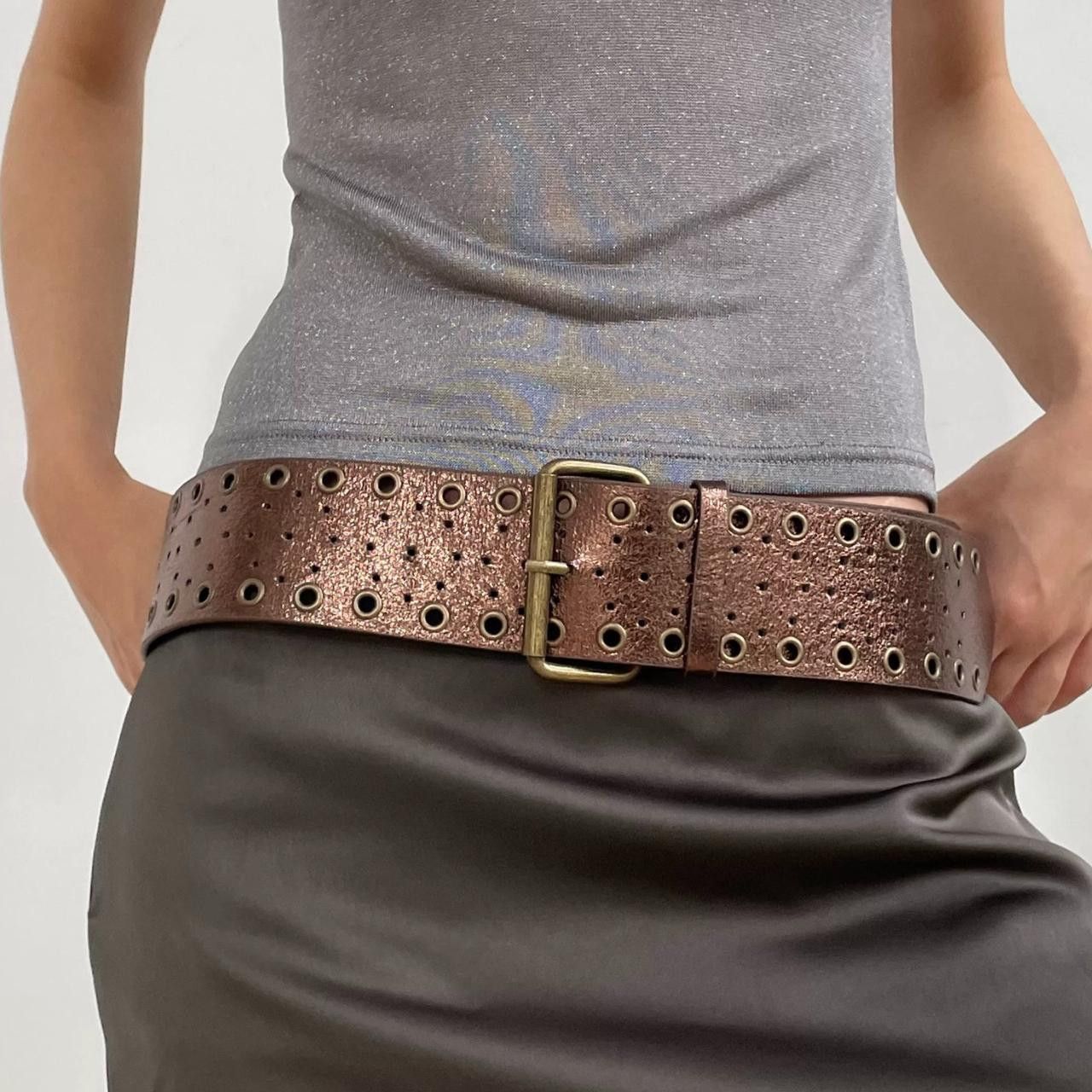 Japanese Brand Y2K Metallic Chunky Oversized Buckle Boho Belt OS Size ONE SIZE - 3 Thumbnail