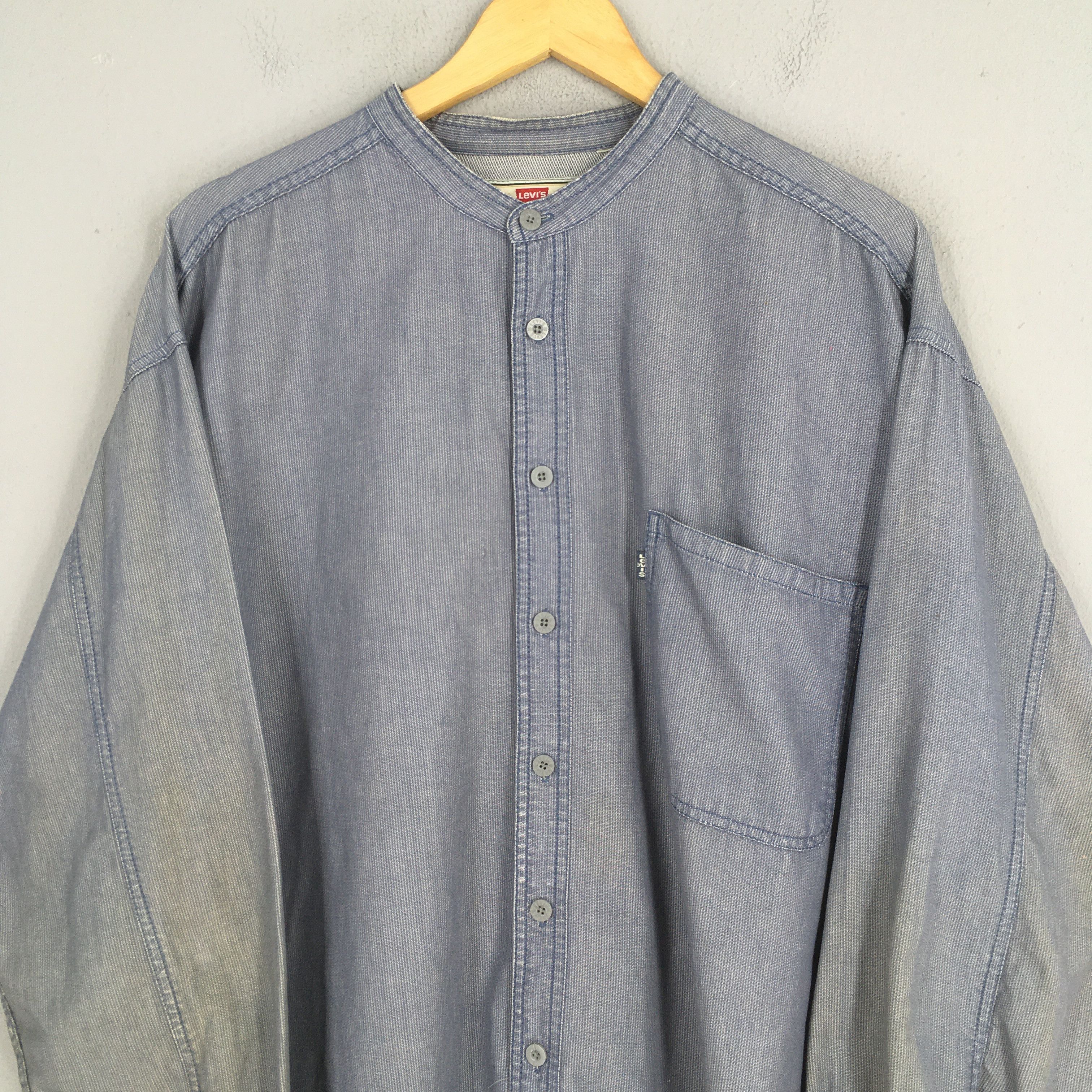 Levi's Vintage Levis Strauss Band Collar Shirt 2XLarge Size US XXL / EU 58 / 5 - 2 Thumbnail