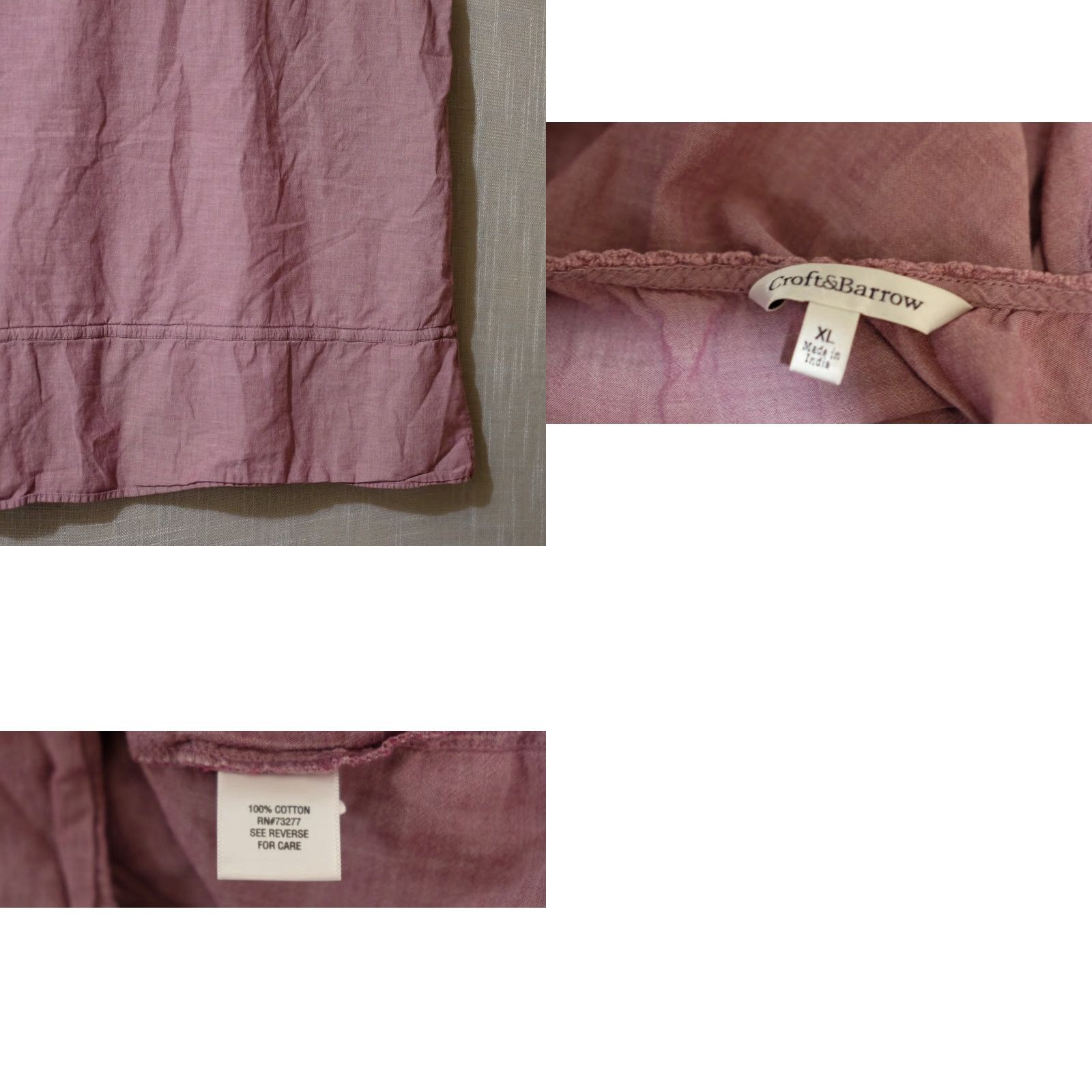 Croft & Barrow CROFT & BARROW Tank Top 100% Cotton 1/2 Button Lightweight Sheer Size XL Dusty Purple Women Sleeveless Round Neck Casual Travel Basic" Size XL / US 12-14 / IT 48-50 - 8 Thumbnail