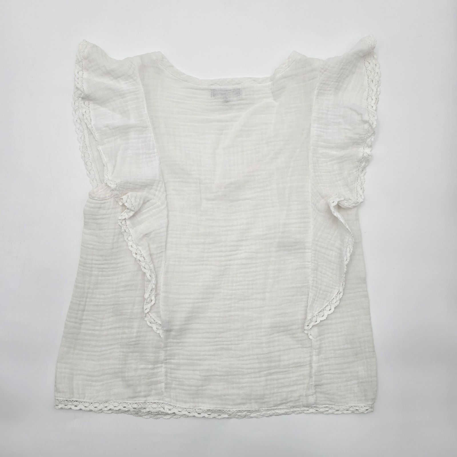Other Michael Stars White Ruffle Short Sleeve Lace Cotton Large Size L / US 10 / IT 46 - 2 Thumbnail