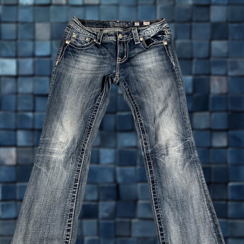 Miss Me Miss Me Jeans Womens 27 Bootcut Denim VTG 17C Embellished Buckle Rhinestone Embroidered Pocket Distressed Low Rise 31in Inseam Easy Boot Size 27" / US 4 / IT 40 - 1 Thumbnail