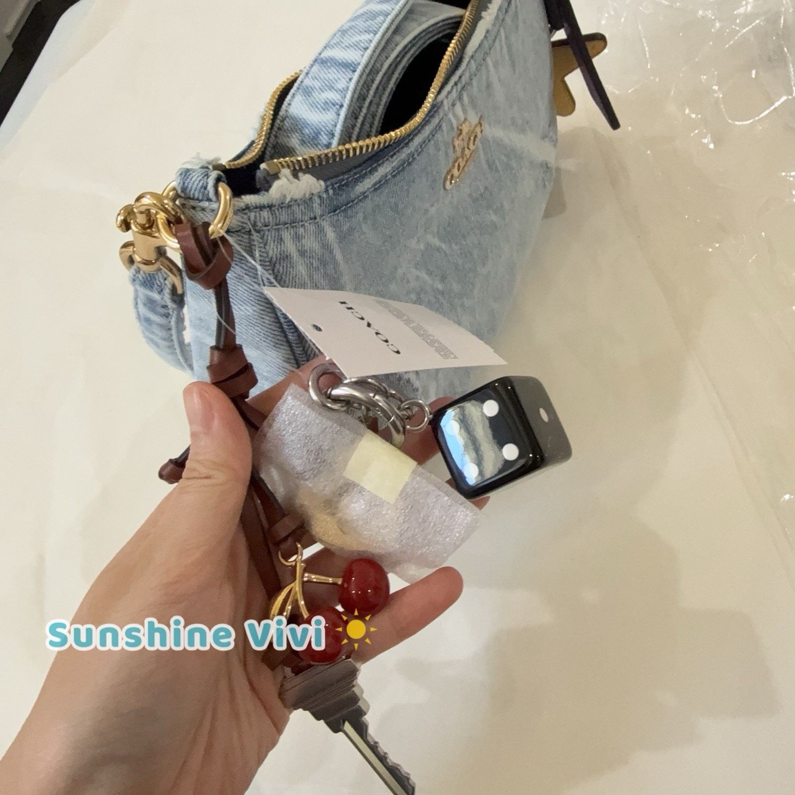 Coach NWT COACH CDY76 Teri Shoulder Bag Loved Denim Charms Size ONE SIZE - 7 Thumbnail
