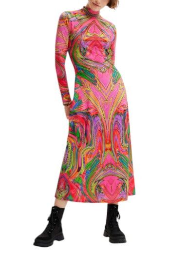 Desigual HEATHER XS Multicolor Print Midi Dress 89028 Size XS / US 0-2 / IT 36-38 - 3 Thumbnail
