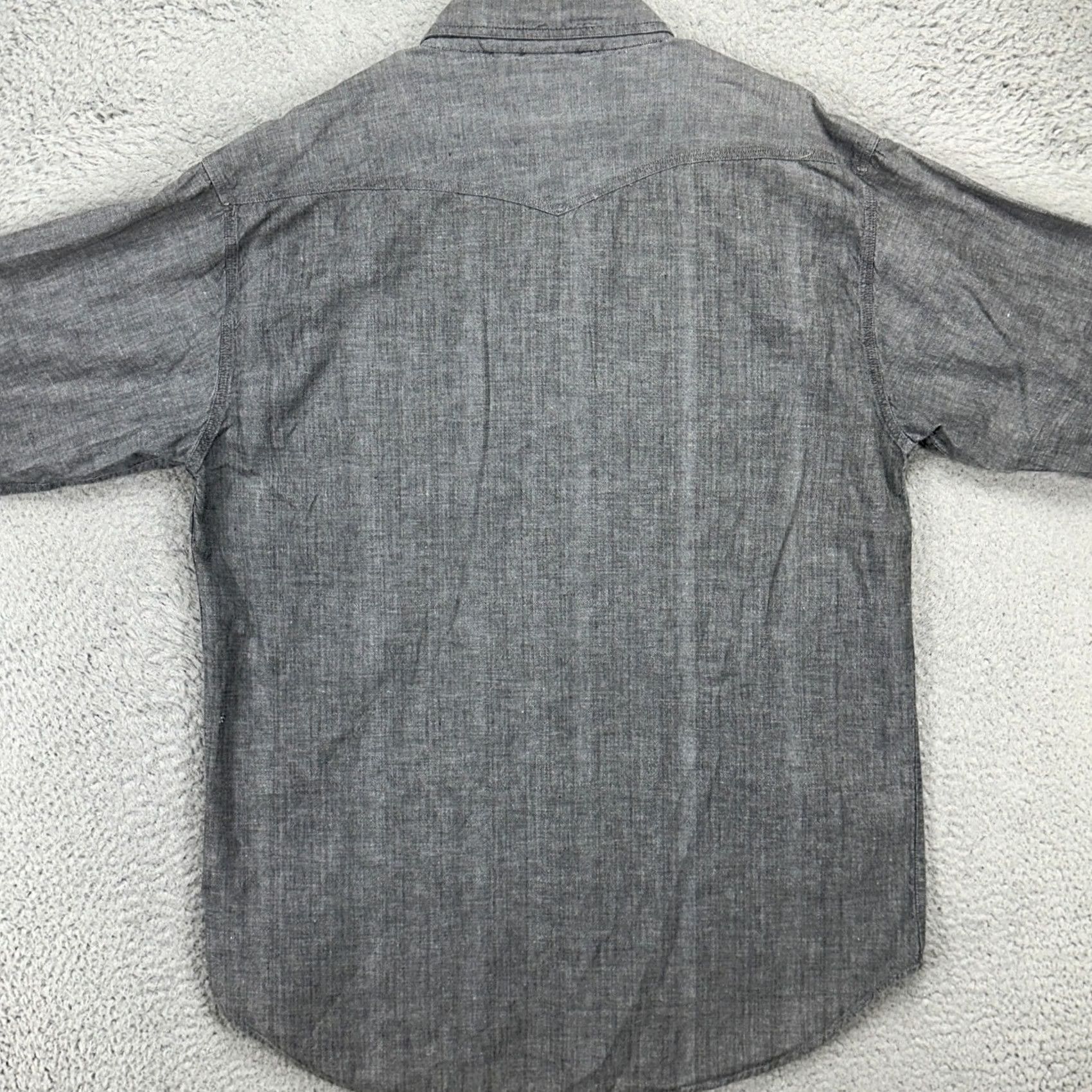 Harley Davidson Harley-Davidson Shirt XL Grey Button-Up Long Sleeve Chambray Flap Pockets Button-Up Mens Shirt Size US XL / EU 56 / 4 - 3 Thumbnail