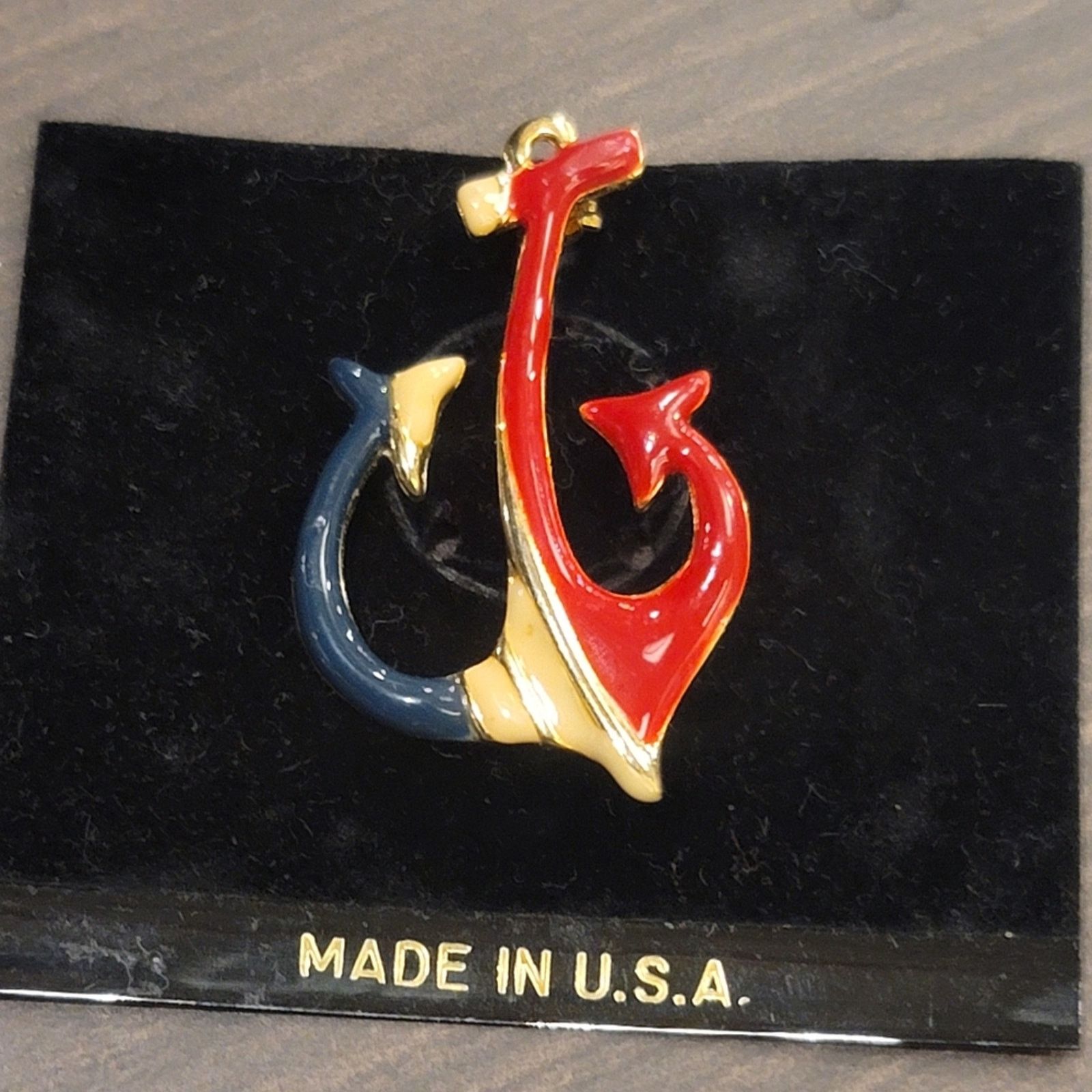 The Unbranded Brand Vtg USA Red White Blue Ship Anchor Brooch Pin Size ONE SIZE - 2 Thumbnail