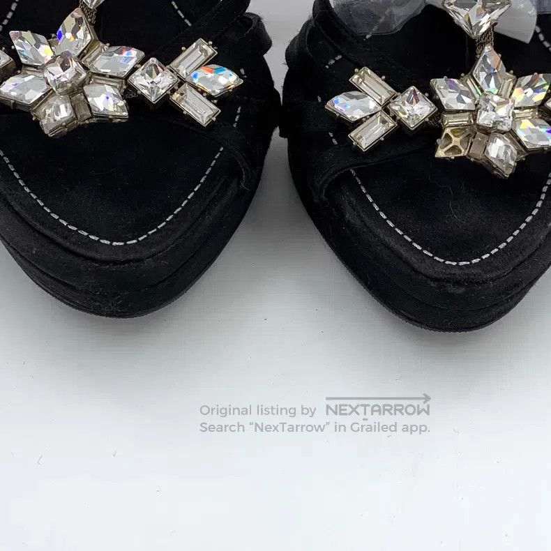 Dior Dior Black diamond-encrusted tie bow buckle thin heel high Size US 7.5 / IT 37.5 - 8 Thumbnail
