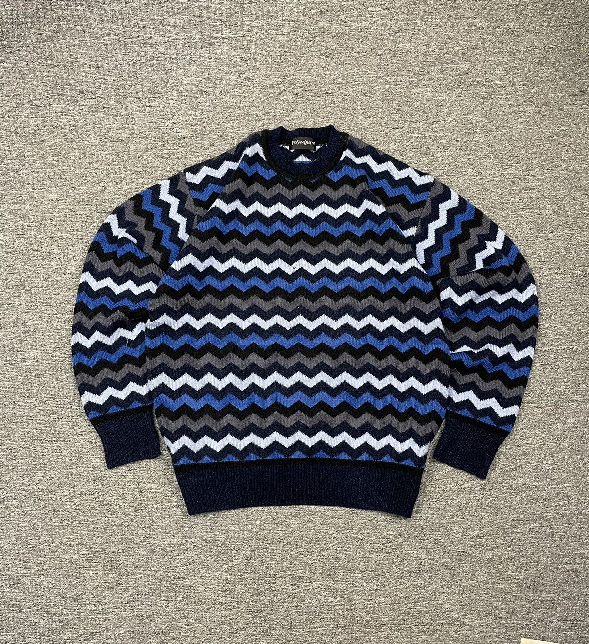 Yves Saint Laurent Vintage Yves Saint Lauren Sweater Knit Zigzag Pattern Size US L / EU 52-54 / 3 - 1 Thumbnail