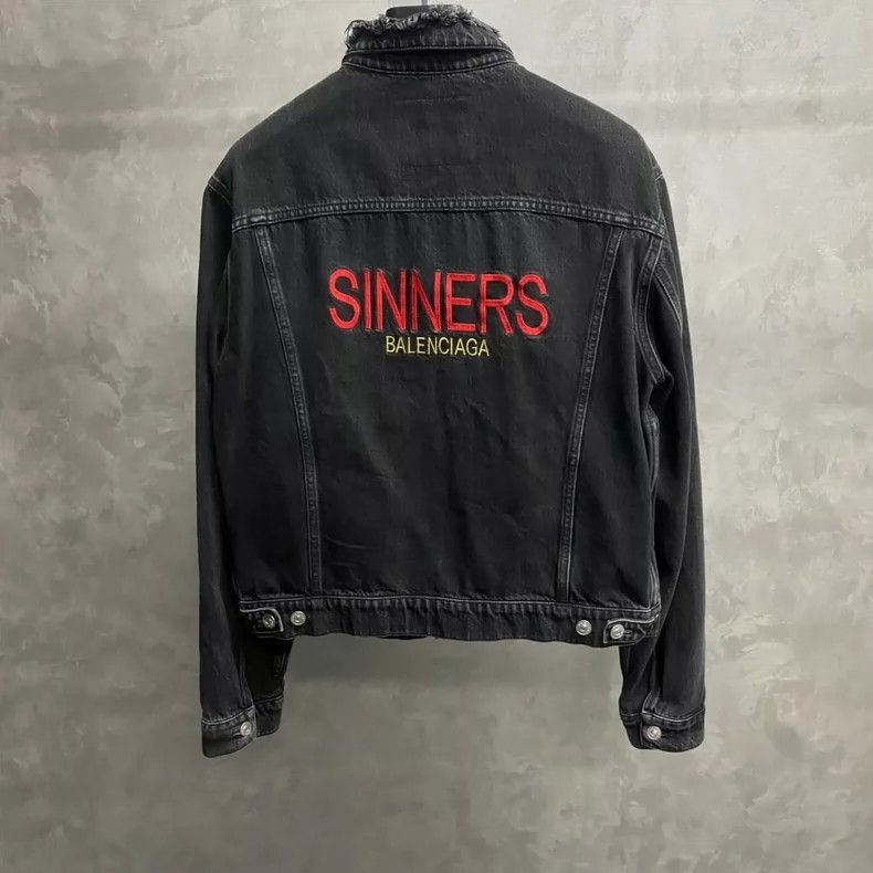Balenciaga Balenciaga size 50 Black sinners embroidered logo denim ja Size US M / EU 48-50 / 2 - 2 Thumbnail