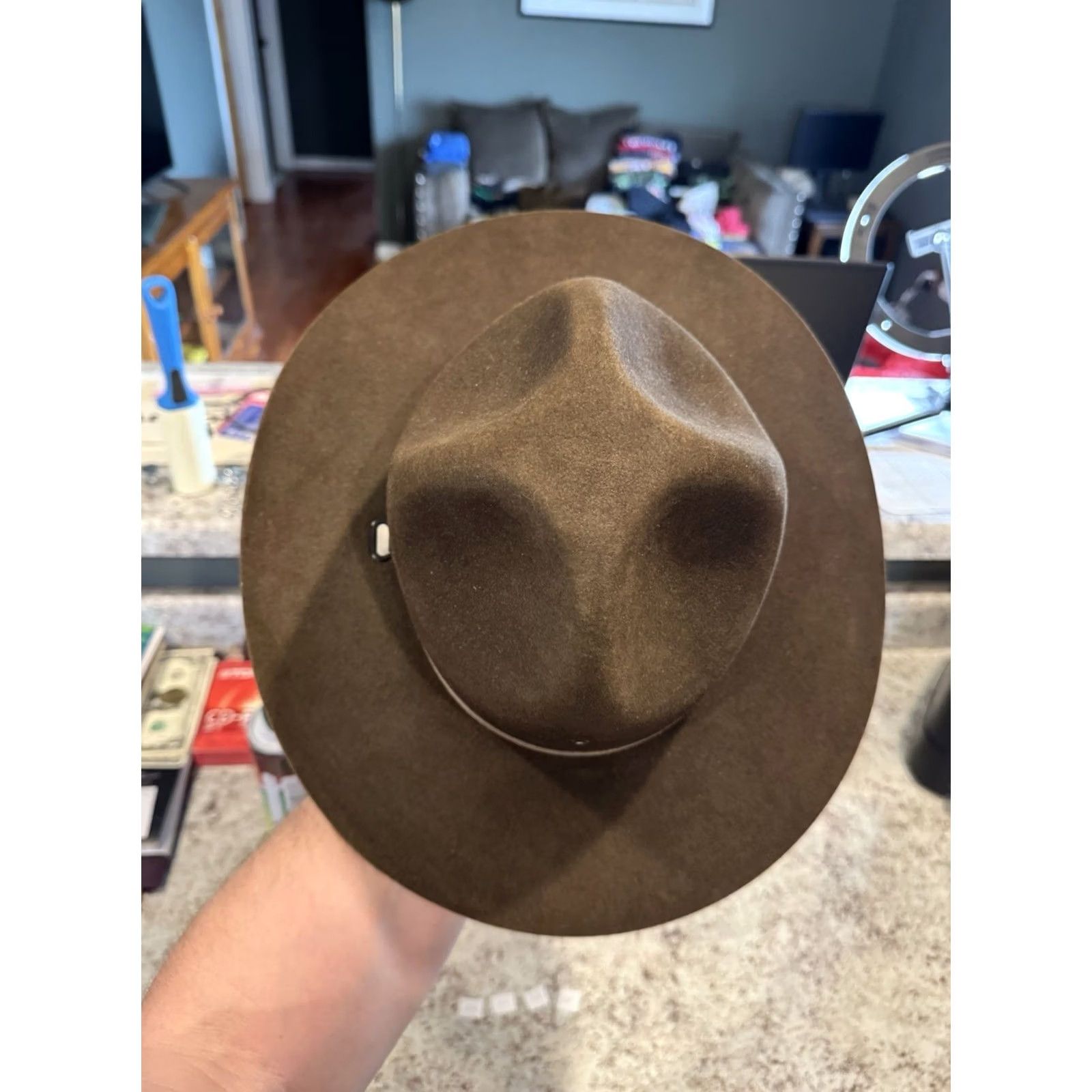 FELT VINTAGE Stratton Self Forming Drill Sergeant Instructor Wool Felt Hat 7 USA Boys? Size ONE SIZE - 4 Thumbnail