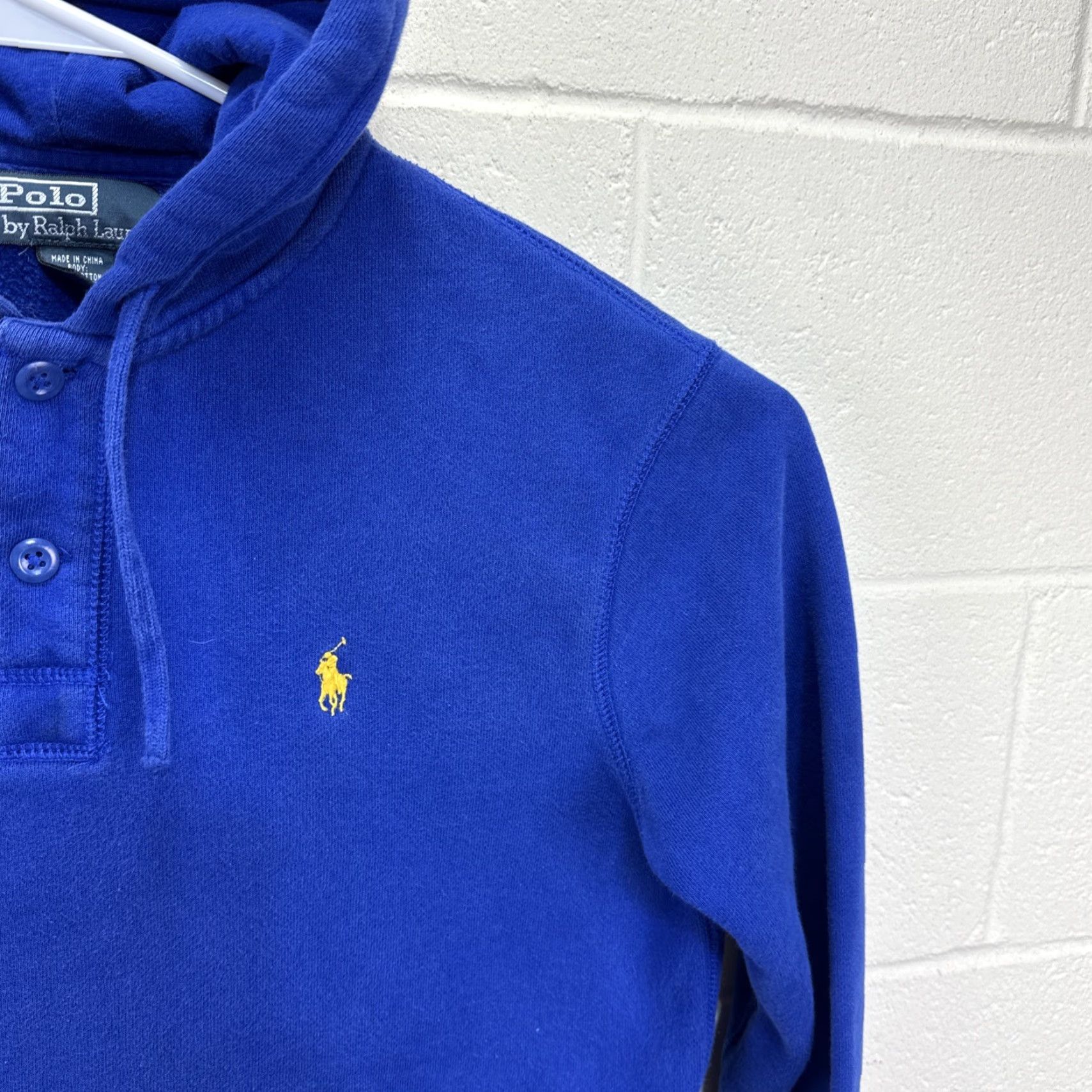 Polo Ralph Lauren Polo Ralph Lauren Hoodie Mens M Blue Pony Henley 2 Button Drawstring Faded Size US M / EU 48-50 / 2 - 6 Thumbnail