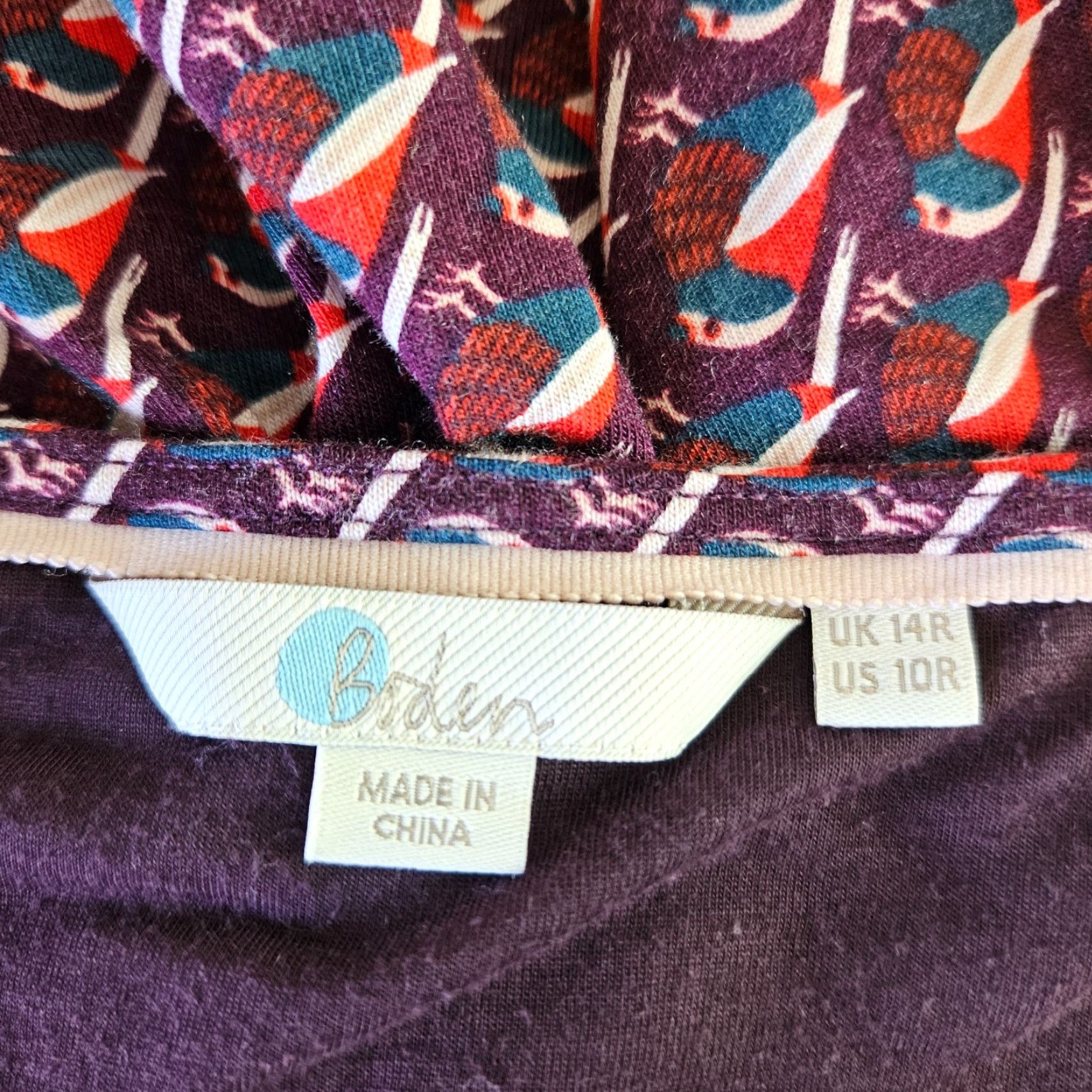 Boden Boden Romilly Jersey Dress Purple Bird Print Long Sleeve Size 10 Womens Knee Length V-Neck Pocket Size L / US 10 / IT 46 - 5 Thumbnail